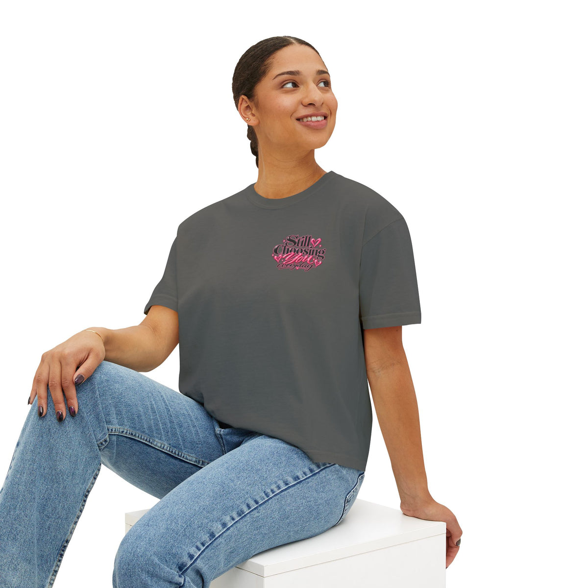 "Still Choosing You" Women's Boxy Tee – Positive Graphic Crop T-Shirt