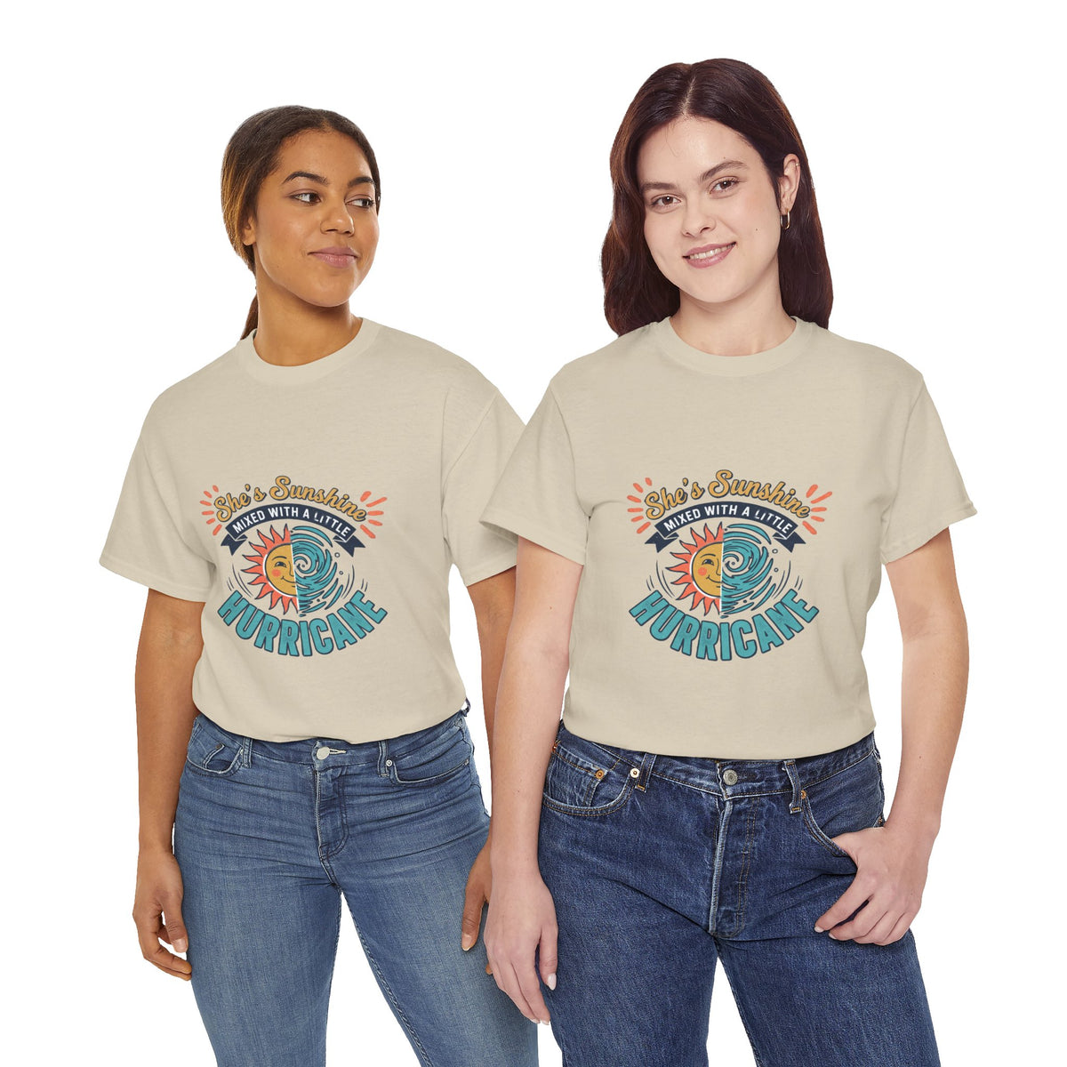 Sun & Sea Hurricane Graphic Tee – Retro Split Sun Wave Design
