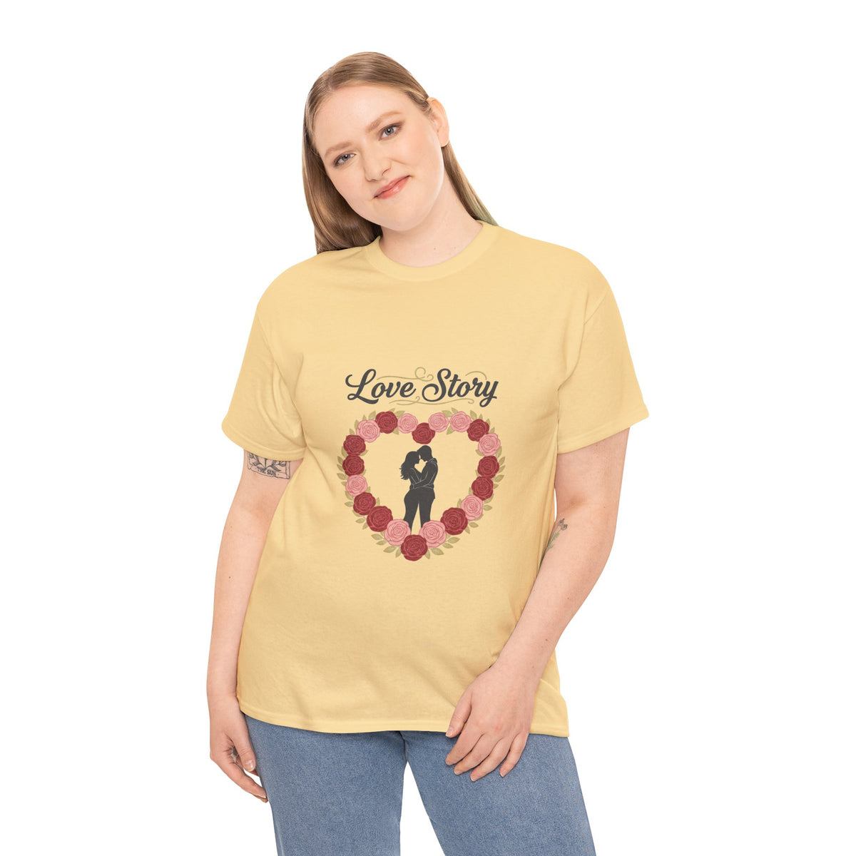 Love Story T-Shirt — 'Love Story' Floral Heart Romance Tee