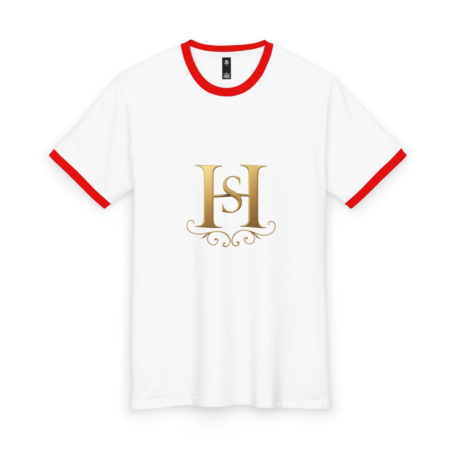 Men's Ringer Tee with Gold Hs Logo | Casual Vintage Top, Comfortable Everyday Wear, Perfect for Gifts, Men's Fashion
