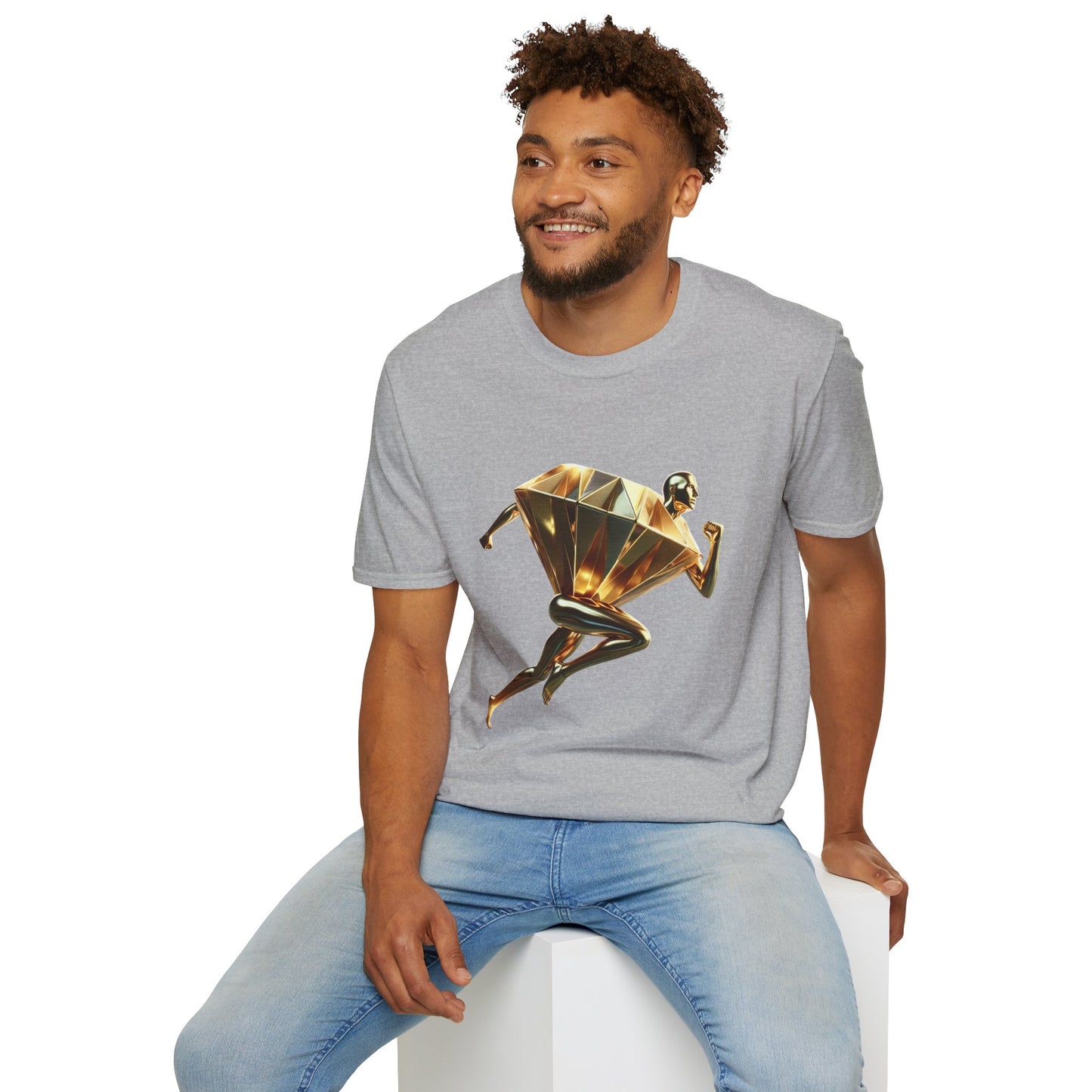 Diamond Runner Unisex Softstyle T-Shirt | Trendy Graphic Tee | Gift for Athletes, Birthday, Fitness Enthusiasts, Casual Wear, Art Lovers