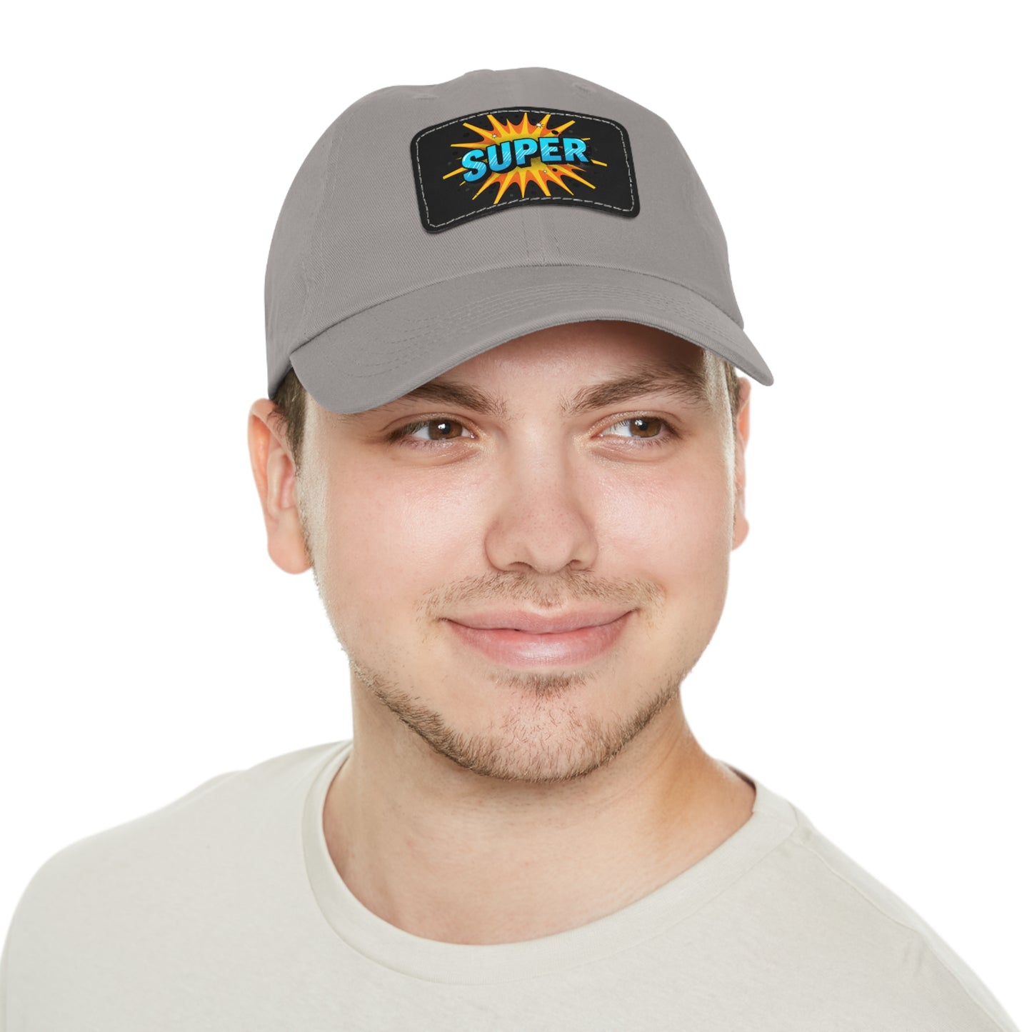 Super Dad Leather Patch Dad Hat — Embroidered 'SUPER' Cap