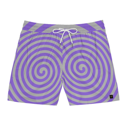 Spiral Pattern Swim Shorts for Men | Trendy Beachwear, Summer Swim Trunks, Pool Party Attire, Vacation Essentials, Men's Swimwear