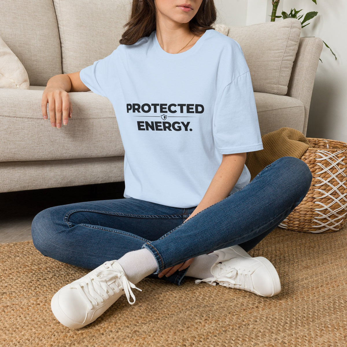 Protected Energy T‑Shirt — Minimalist Spiritual Graphic Tee
