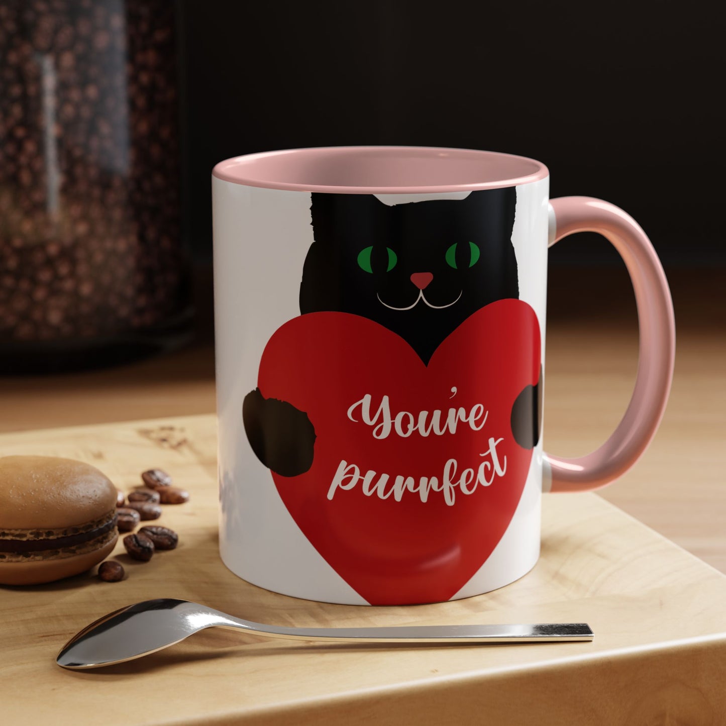 Purrfect Cat Heart Accent Coffee Mug – "You're Purrfect" 11/15oz