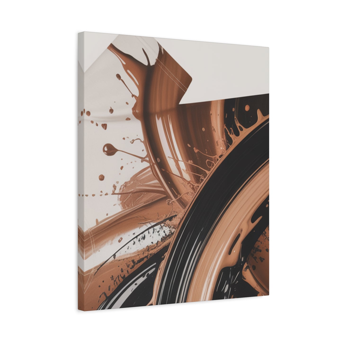 Abstract Brown Swirl Matte Canvas Wall Art (Stretched 1.25")