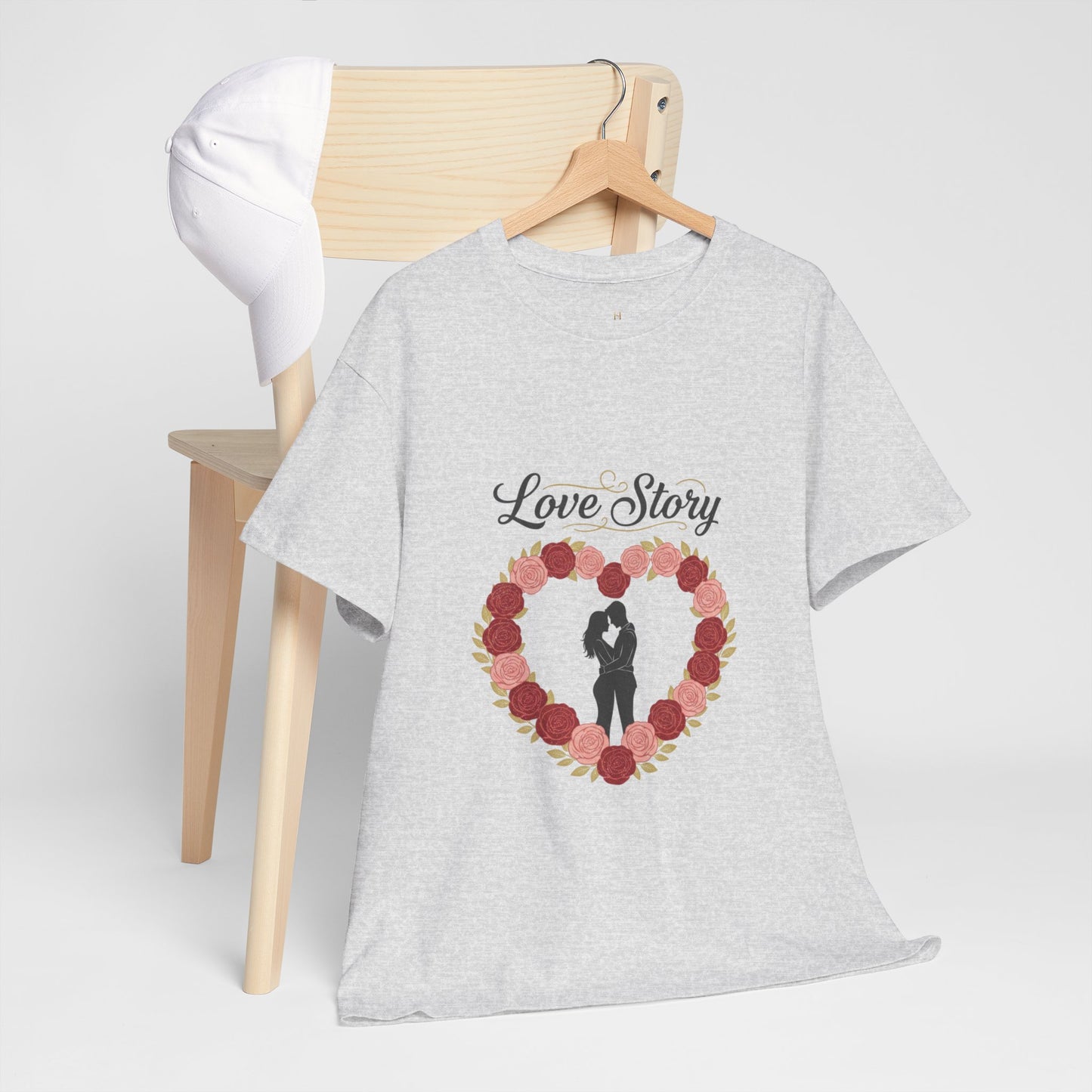 Love Story T-Shirt — 'Love Story' Floral Heart Romance Tee