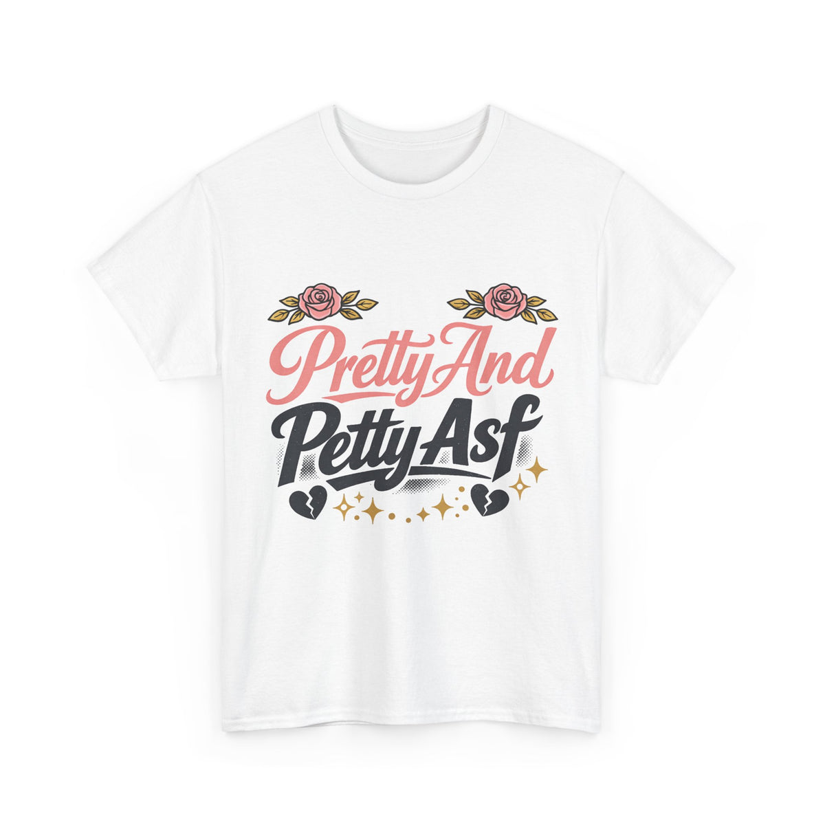 Pretty And Petty Asf Tee — Floral Retro Slogan T‑Shirt