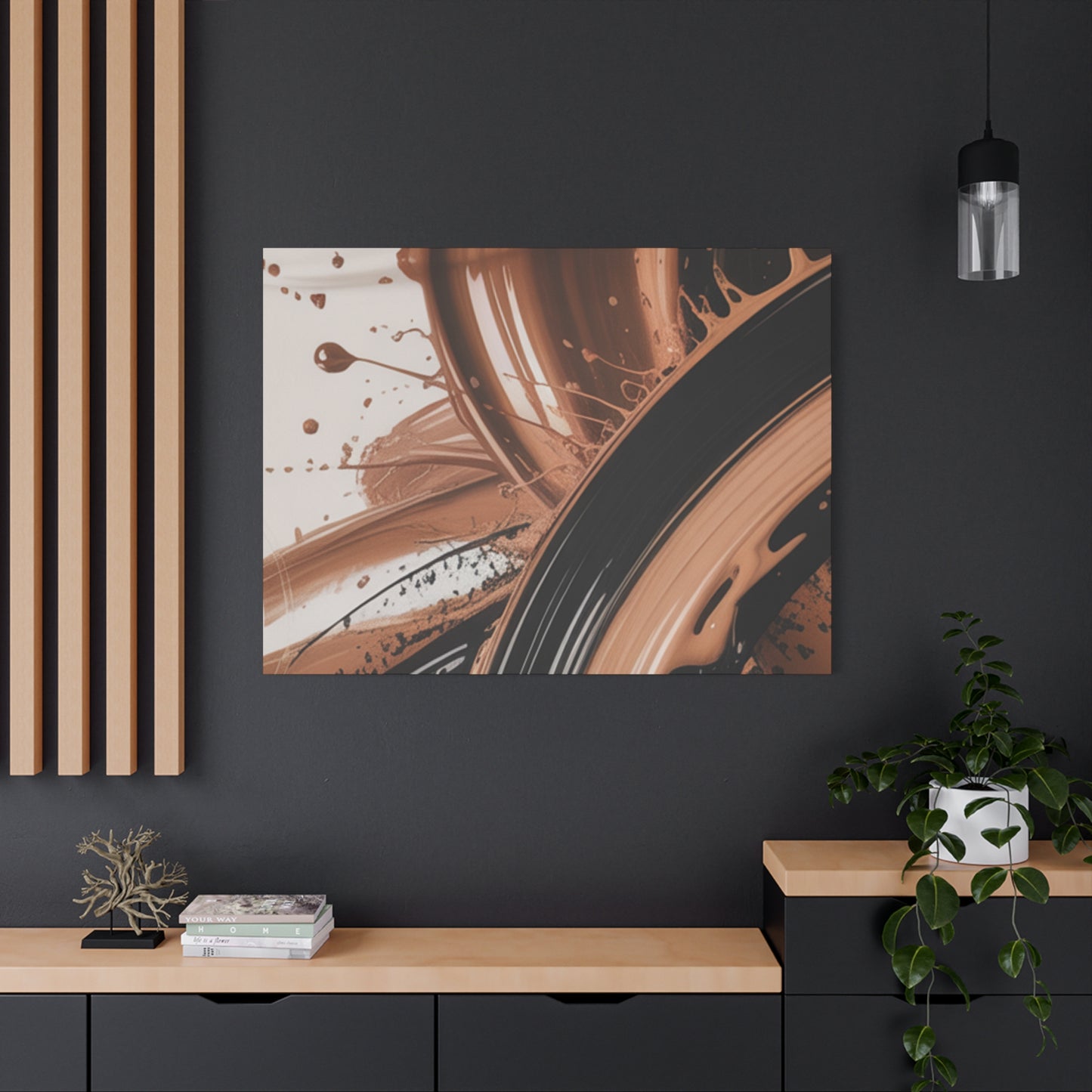 Abstract Brown Swirl Matte Canvas Wall Art (Stretched 1.25")