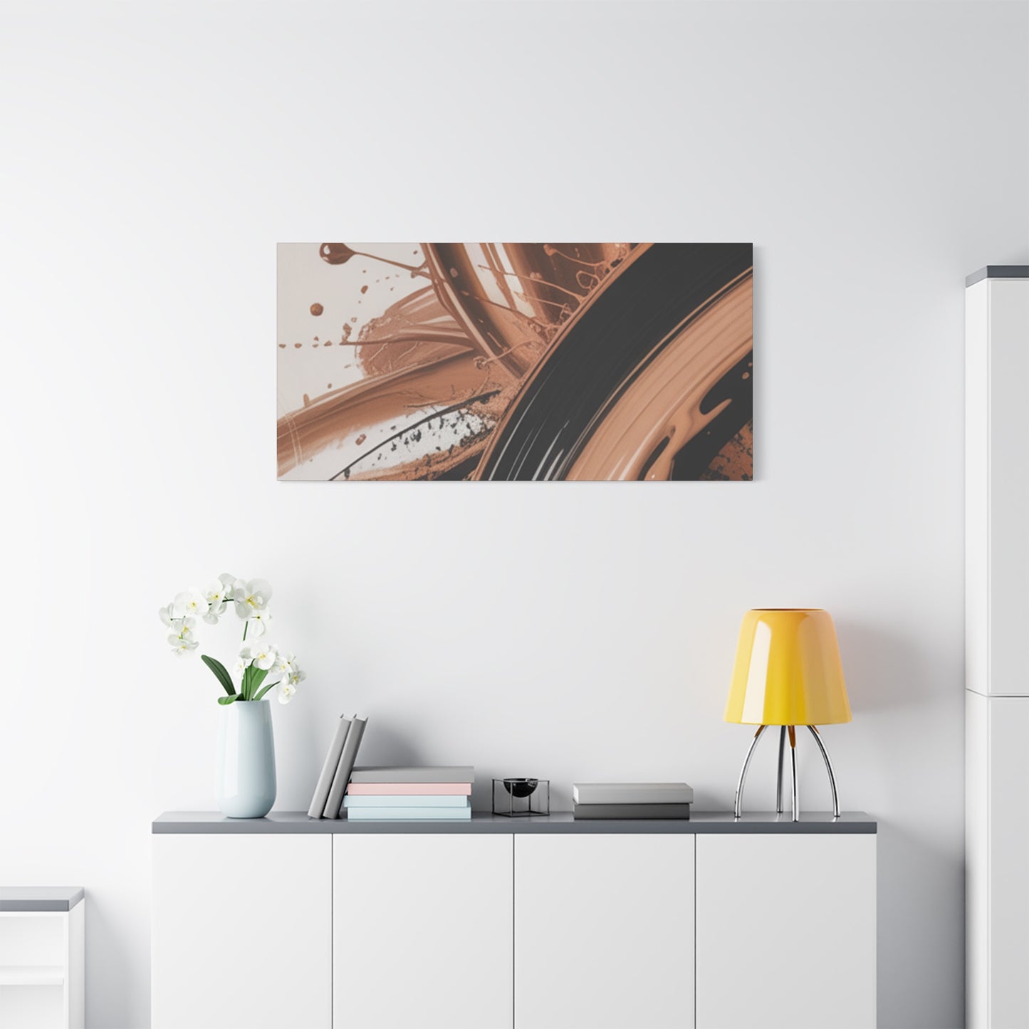 Abstract Brown Swirl Matte Canvas Wall Art (Stretched 1.25")