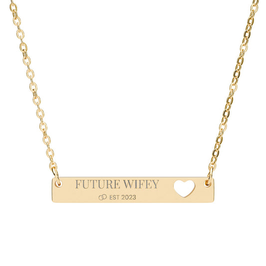 Personalized Cutout Heart Bar Necklace