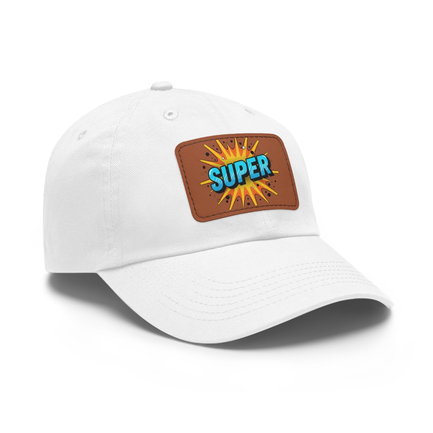 Super Dad Leather Patch Dad Hat — Embroidered 'SUPER' Cap