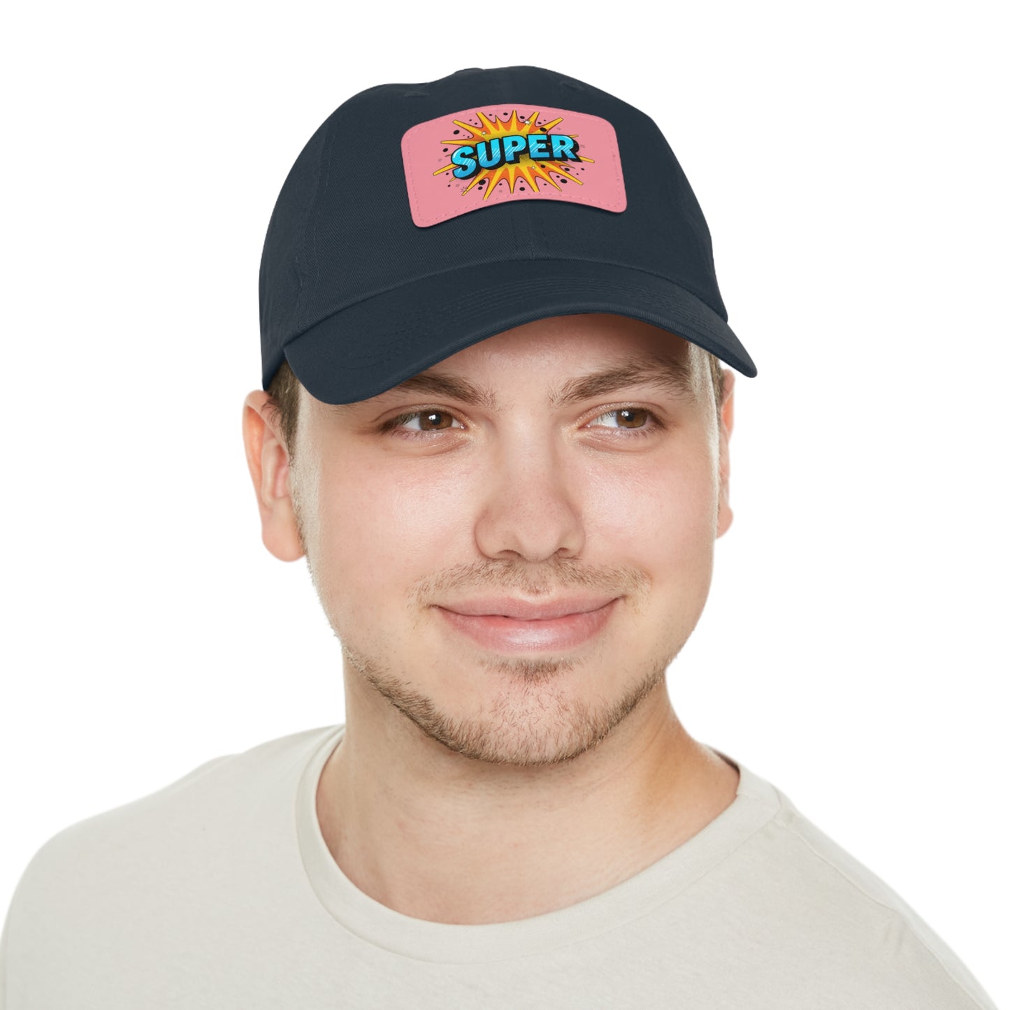 Super Dad Leather Patch Dad Hat — Embroidered 'SUPER' Cap