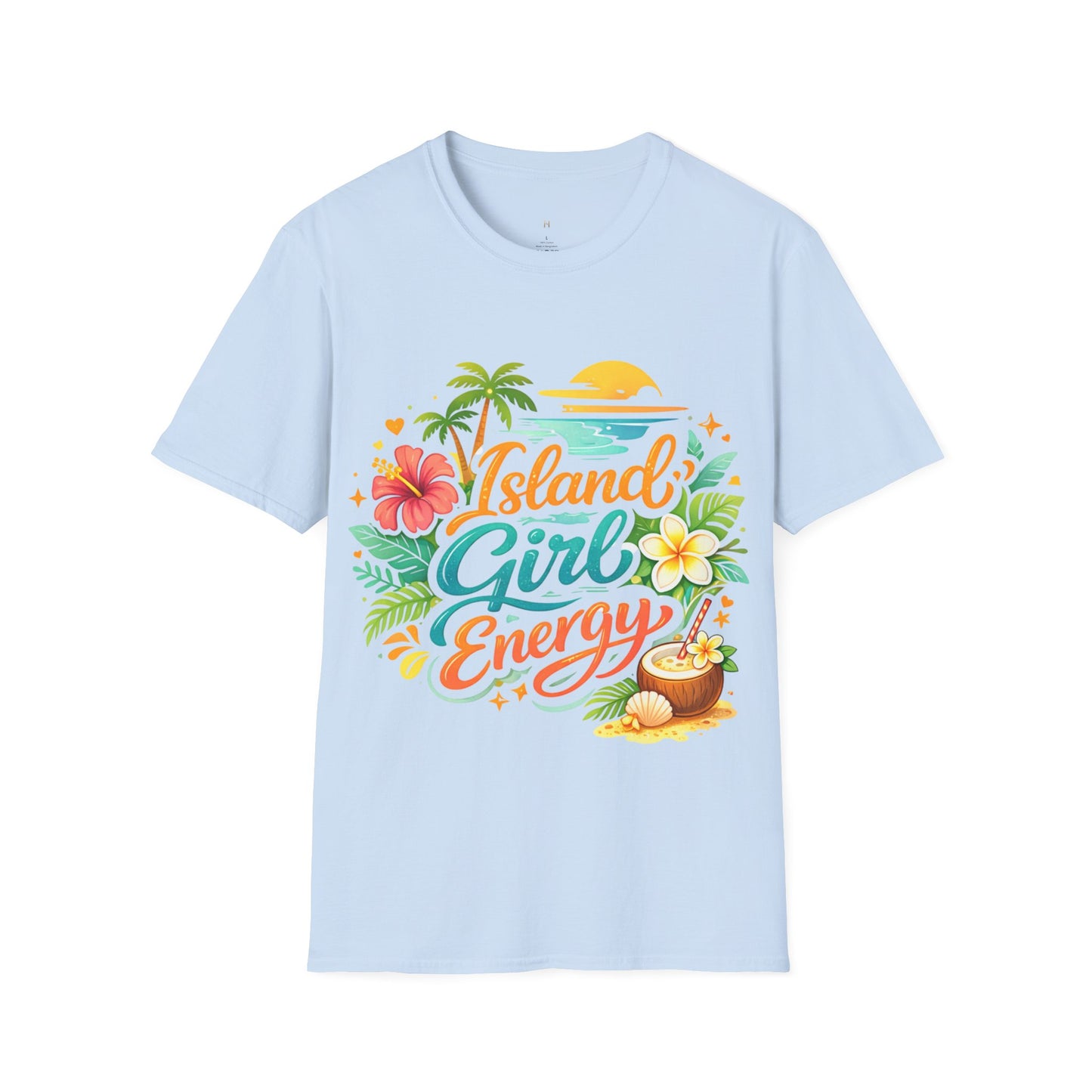 Island Girl Energy T-Shirt – Tropical Floral Sunset Tee
