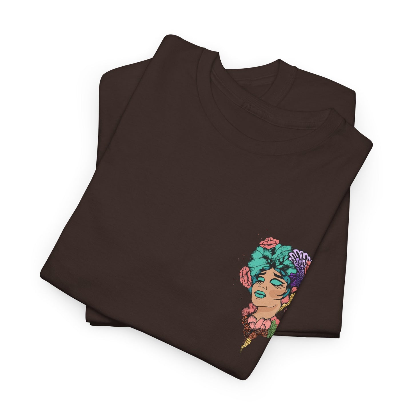 Floral Profile Art Tee — Artistic Woman Portrait Graphic T-Shirt