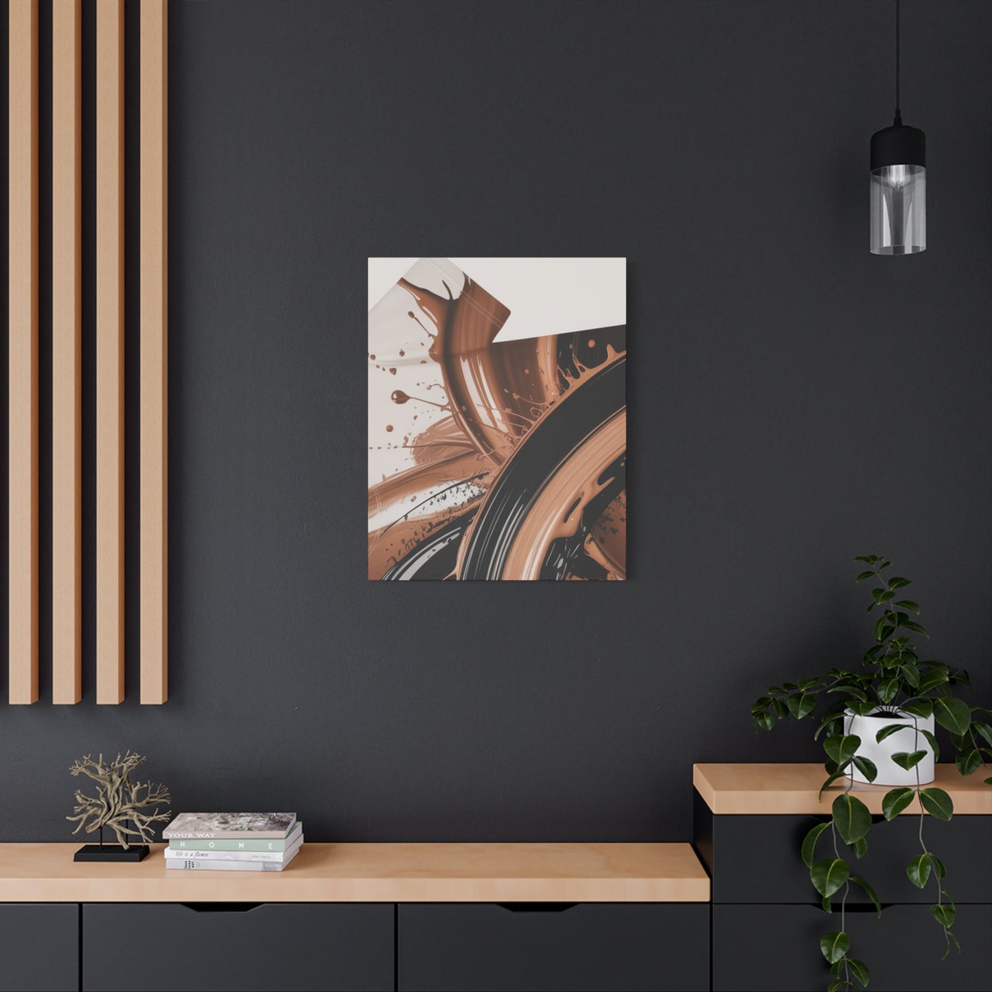 Abstract Brown Swirl Matte Canvas Wall Art (Stretched 1.25")