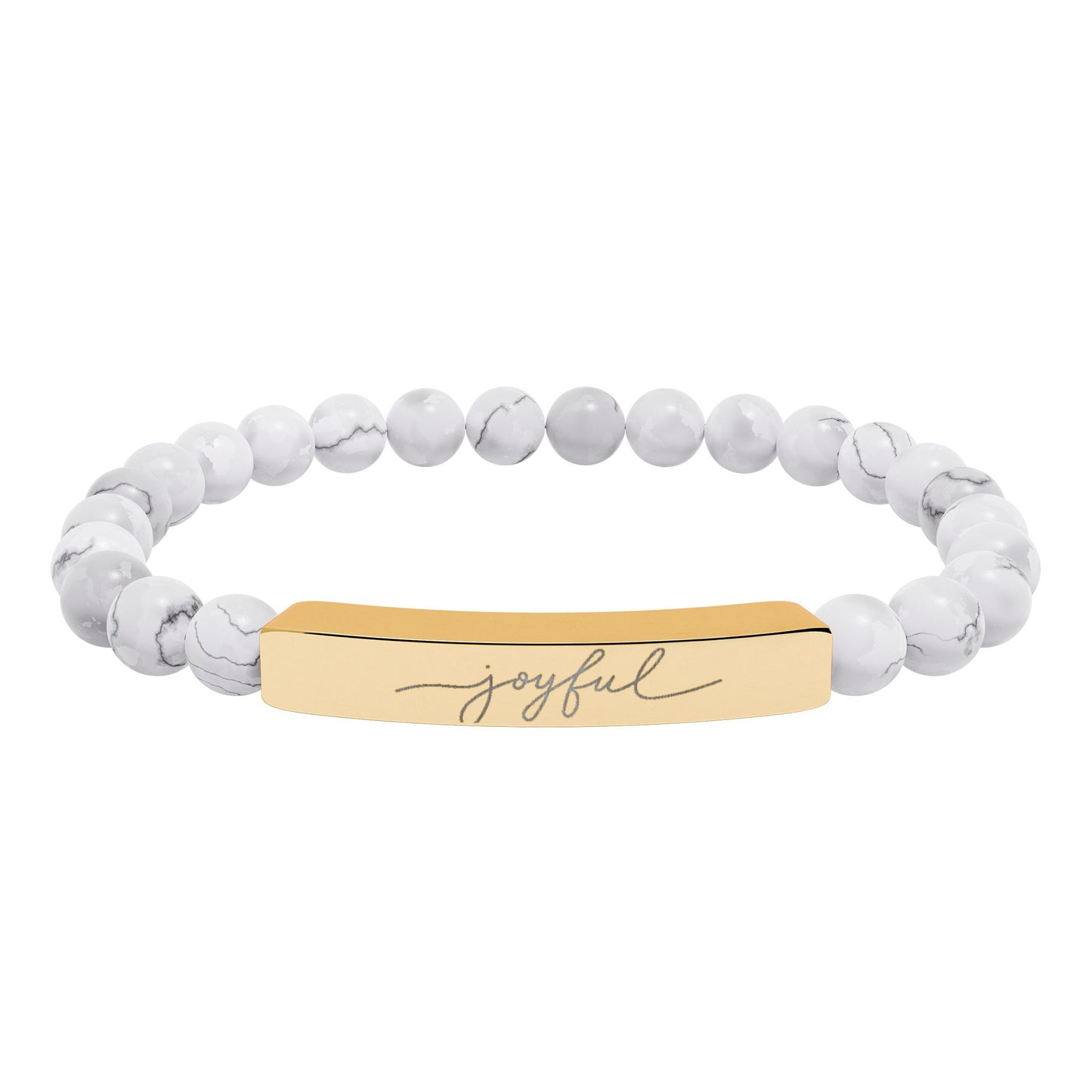 Engraved Natural Stone Stretch Bracelet