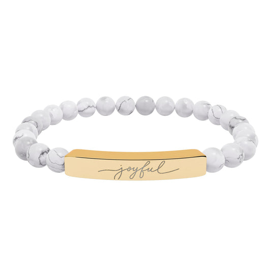 Engraved Natural Stone Stretch Bracelet