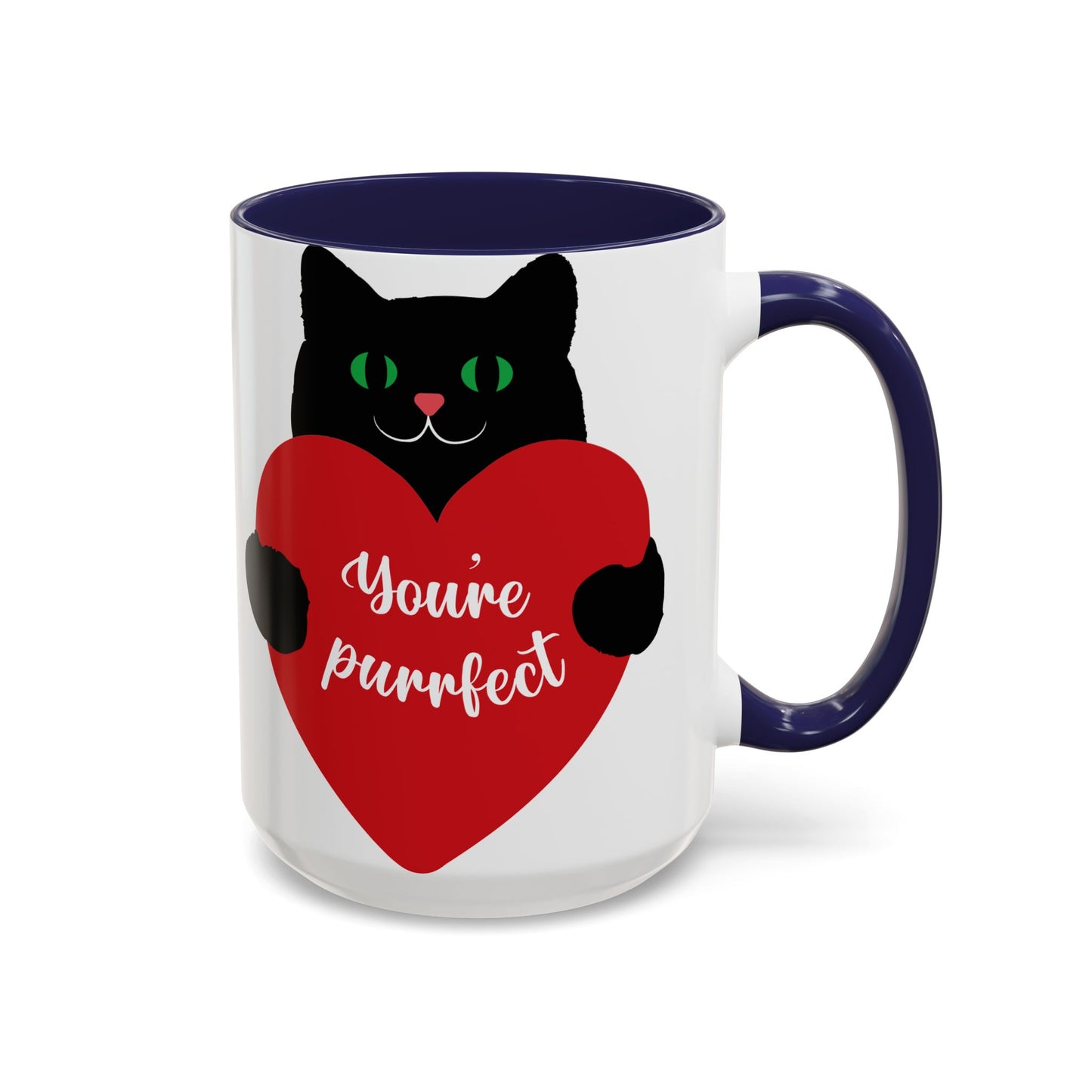 Purrfect Cat Heart Accent Coffee Mug – "You're Purrfect" 11/15oz