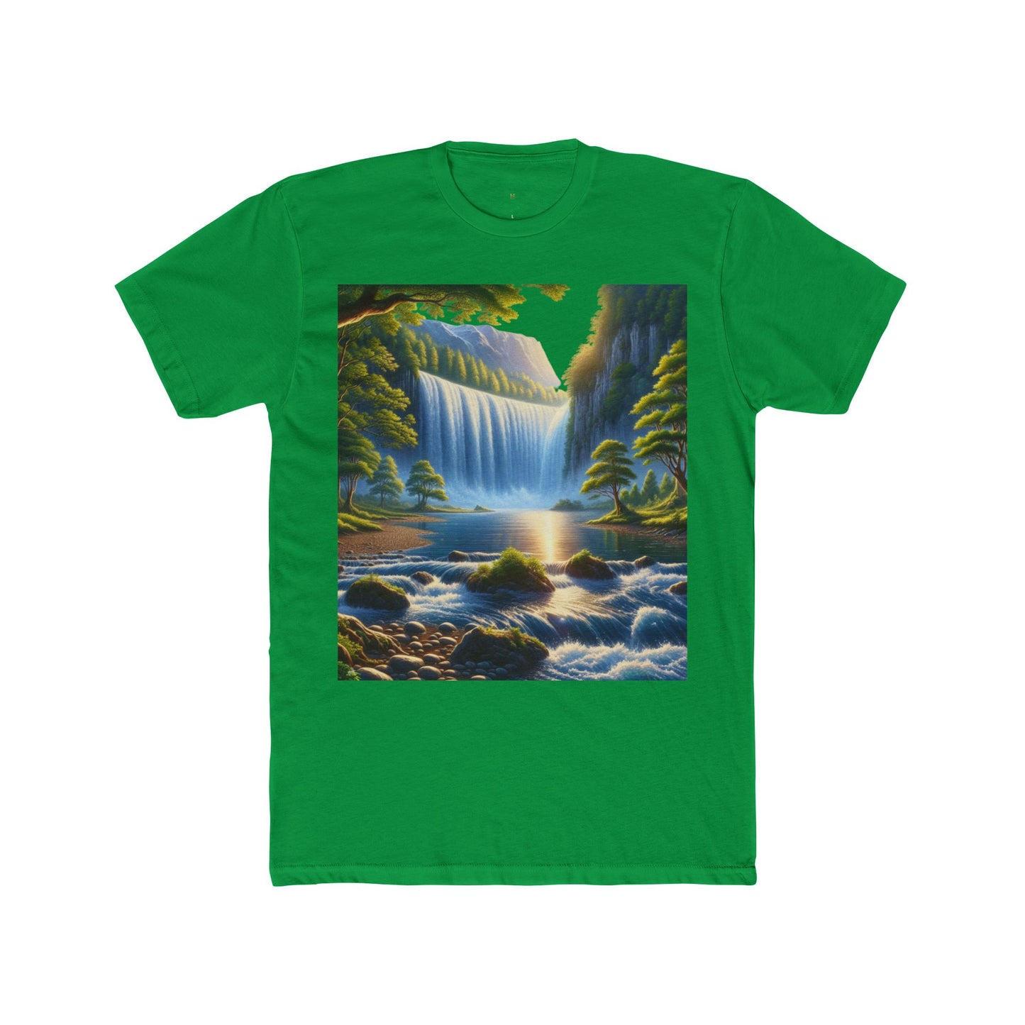 Serene Nature Landscape Tee, Eco-friendly Cotton Tee