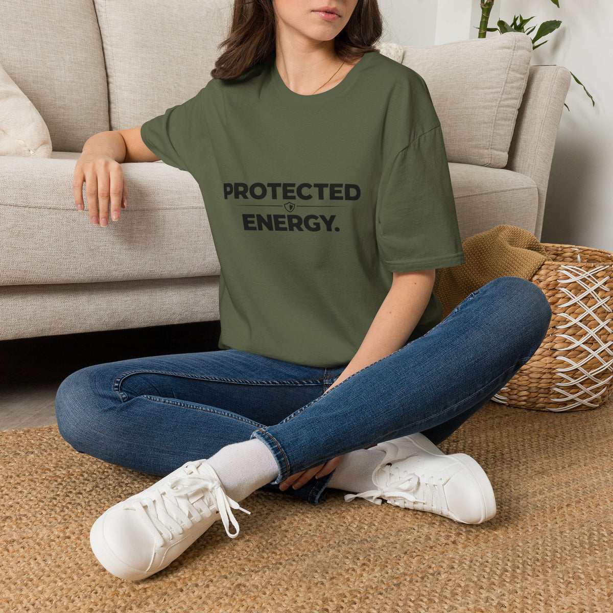 Protected Energy T‑Shirt — Minimalist Spiritual Graphic Tee