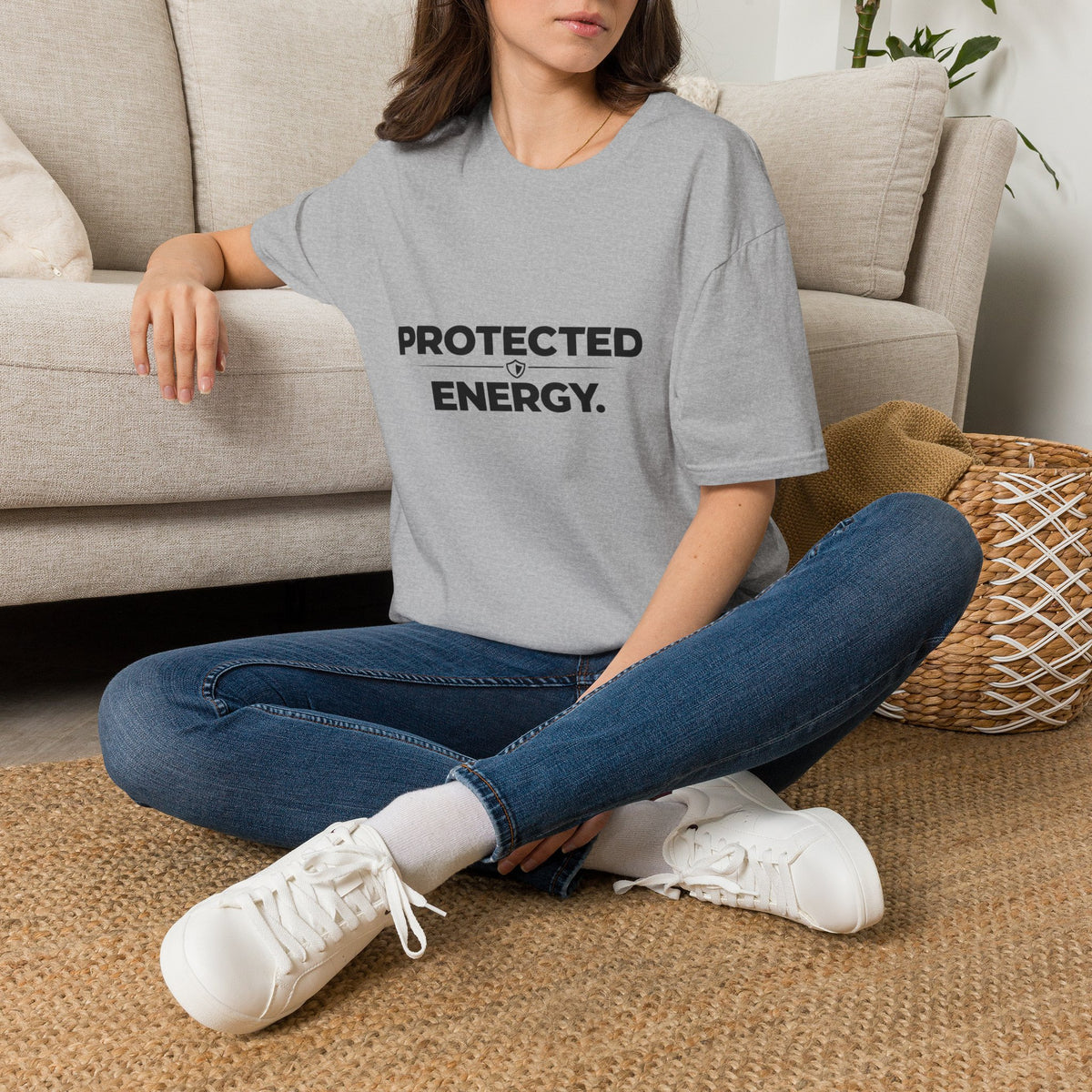 Protected Energy T‑Shirt — Minimalist Spiritual Graphic Tee