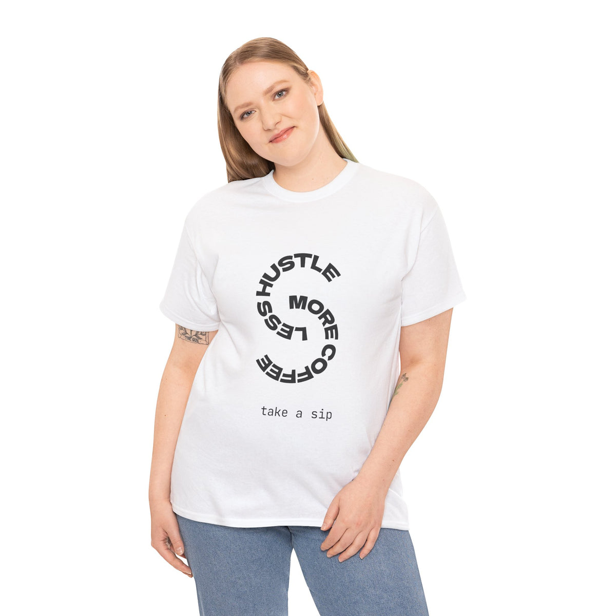 Coffee Hustle Tee — "Hustle More, Coffee Less" Minimal Graphic T-Shirt