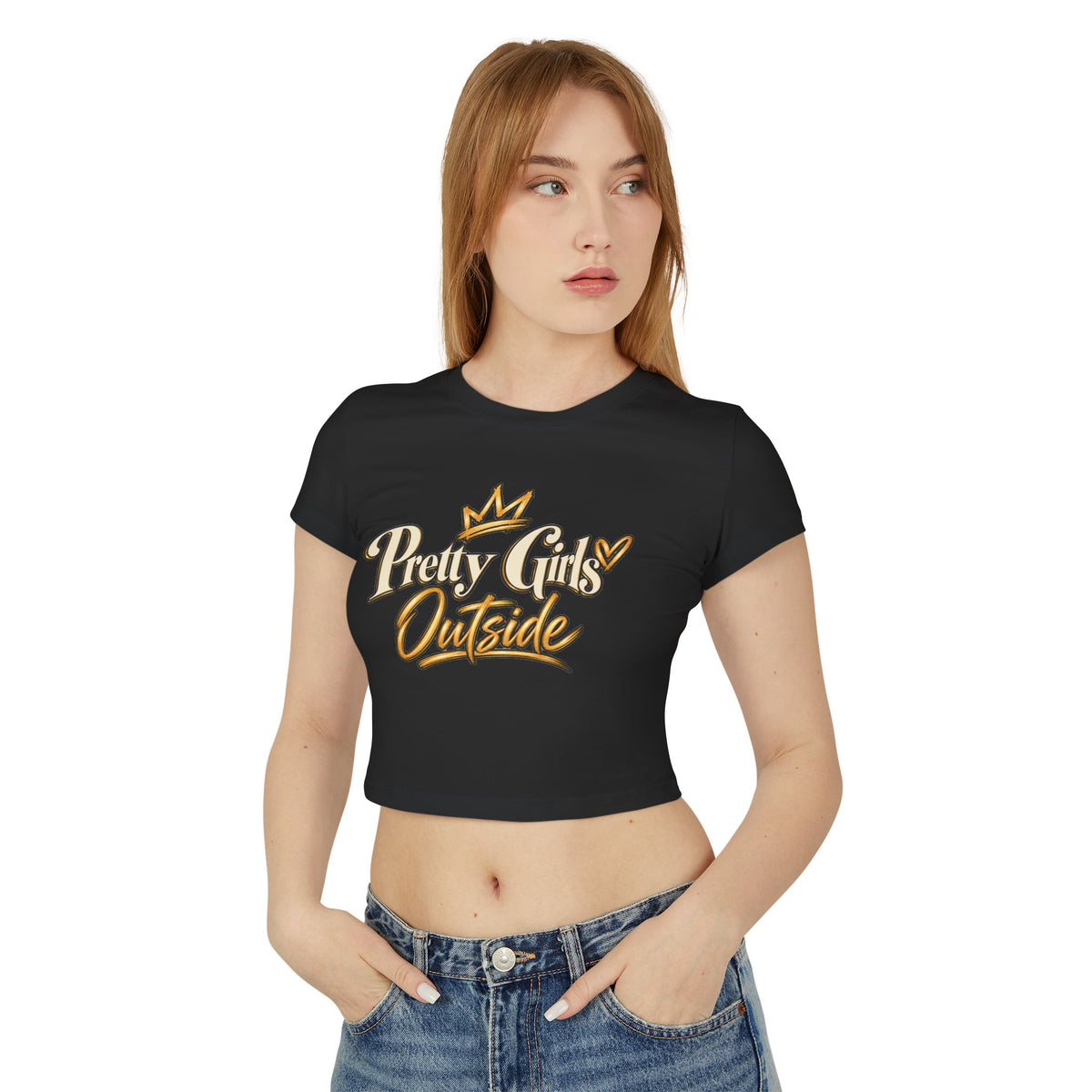 Pretty Girls Outside Crop Tee — Women's Graphic Baby T-Shirt