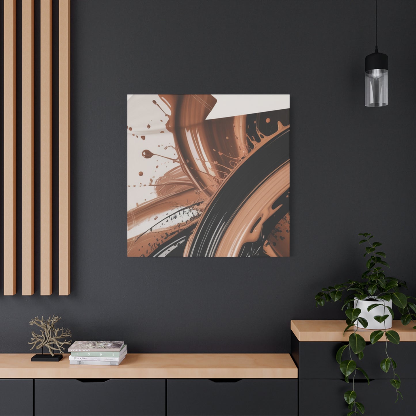 Abstract Brown Swirl Matte Canvas Wall Art (Stretched 1.25")