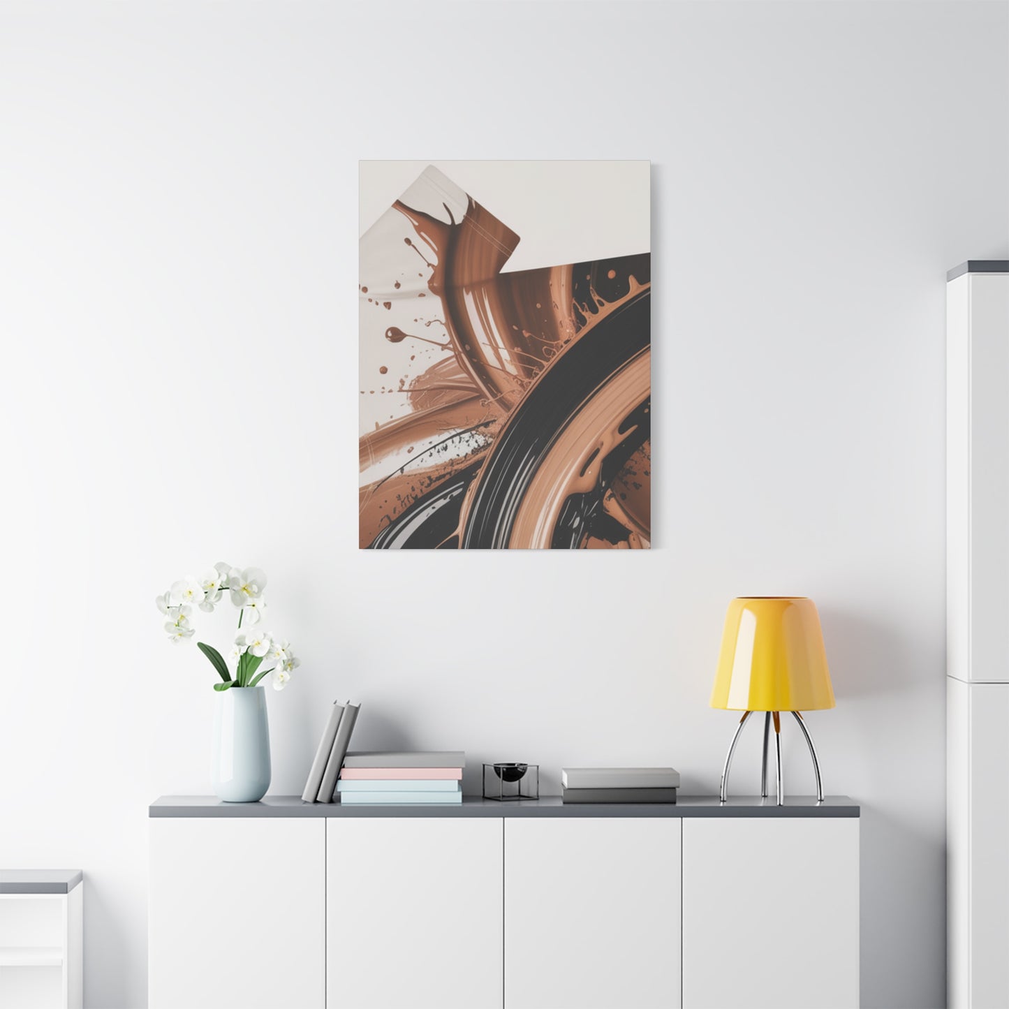 Abstract Brown Swirl Matte Canvas Wall Art (Stretched 1.25")