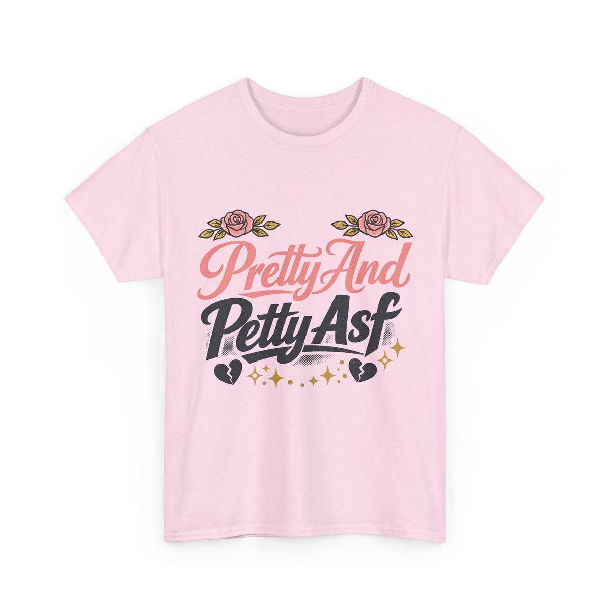 Pretty And Petty Asf Tee — Floral Retro Slogan T‑Shirt