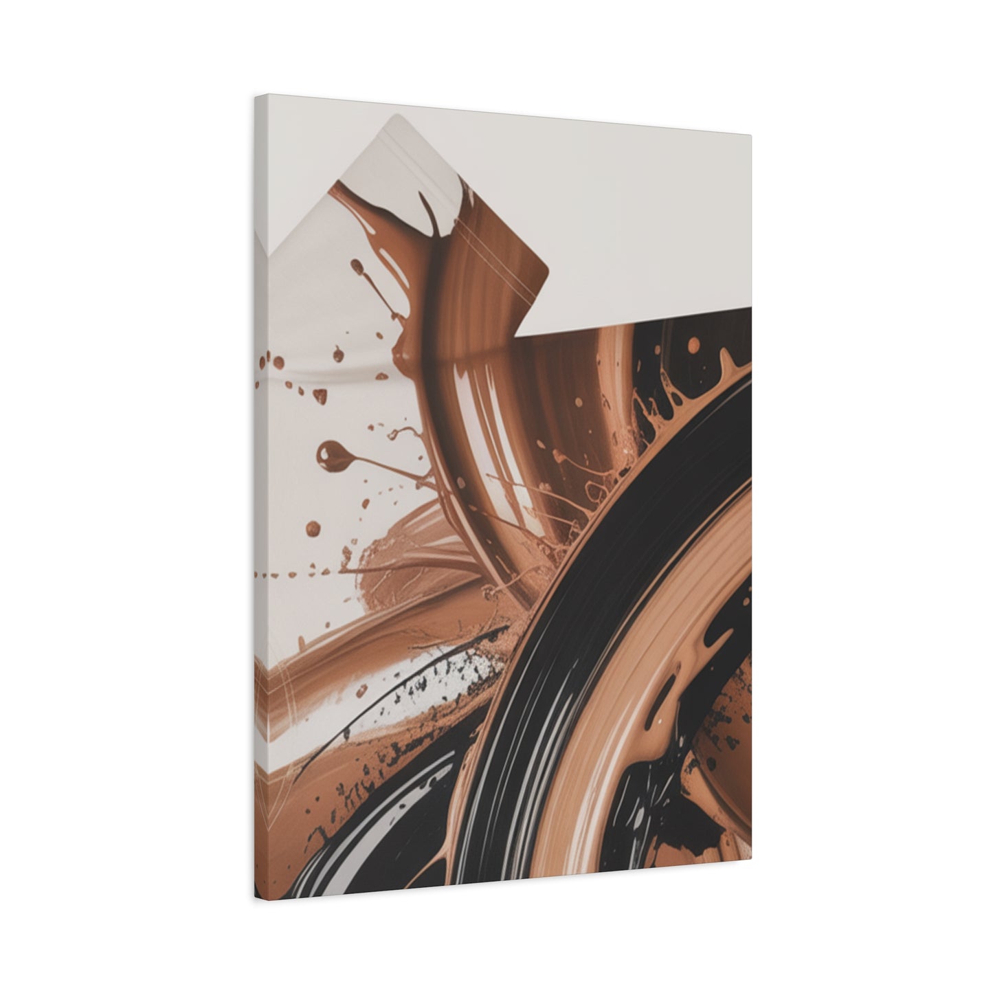 Abstract Brown Swirl Matte Canvas Wall Art (Stretched 1.25")