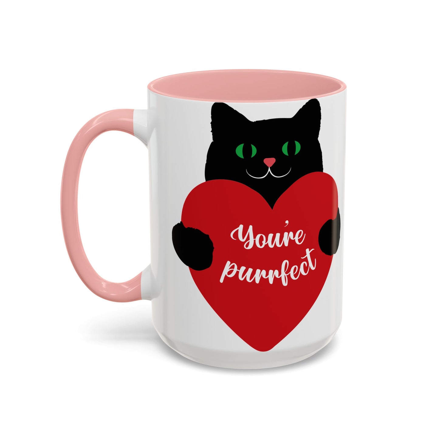 Purrfect Cat Heart Accent Coffee Mug – "You're Purrfect" 11/15oz