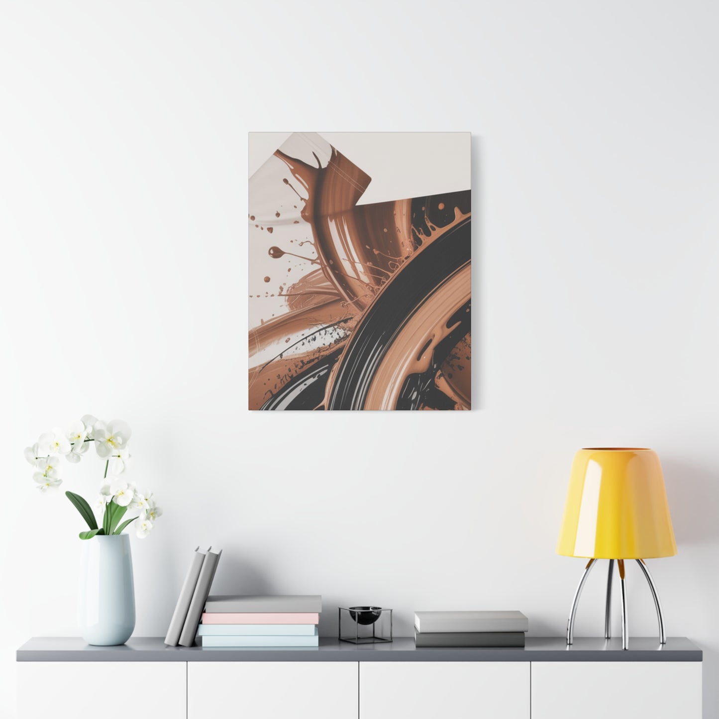 Abstract Brown Swirl Matte Canvas Wall Art (Stretched 1.25")