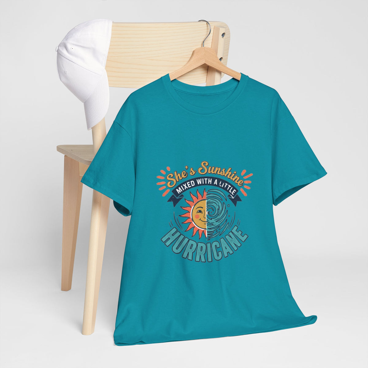 Sun & Sea Hurricane Graphic Tee – Retro Split Sun Wave Design