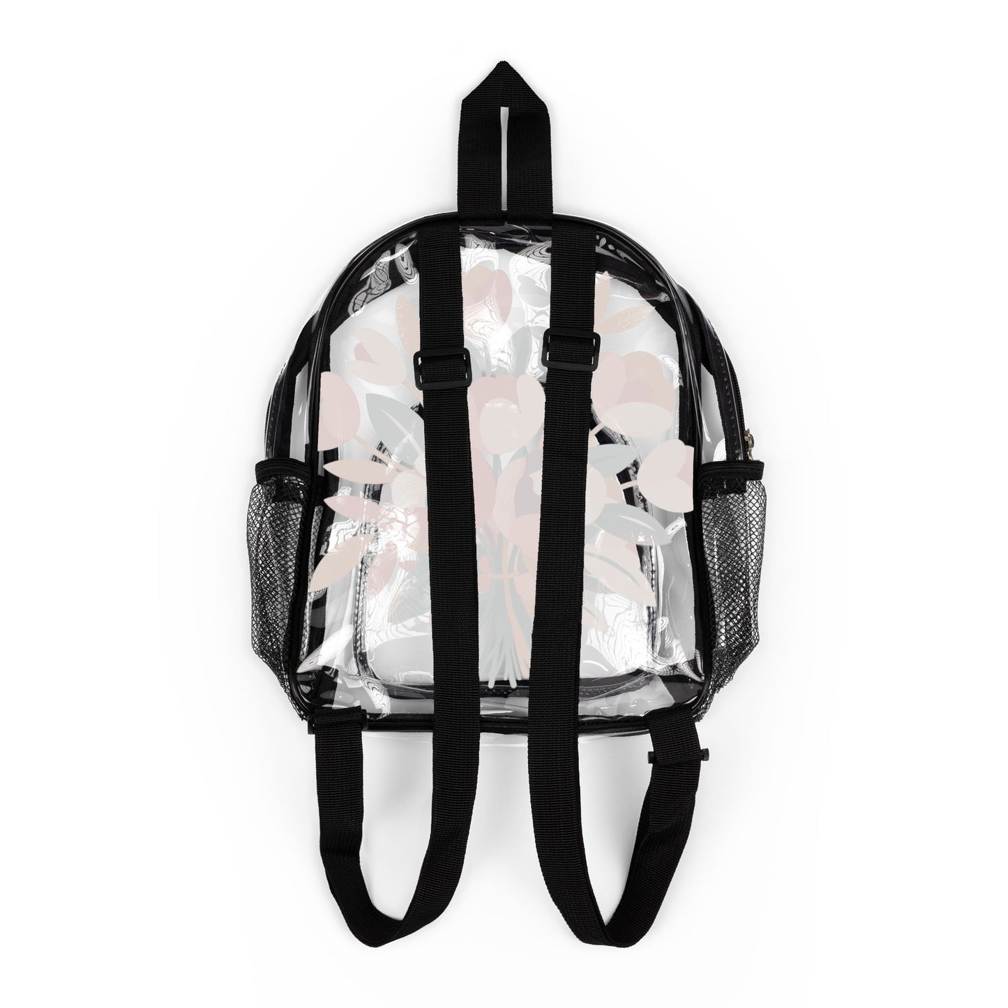 Clear Floral Stadium Backpack - Transparent Bag for Sports Events & Festivals