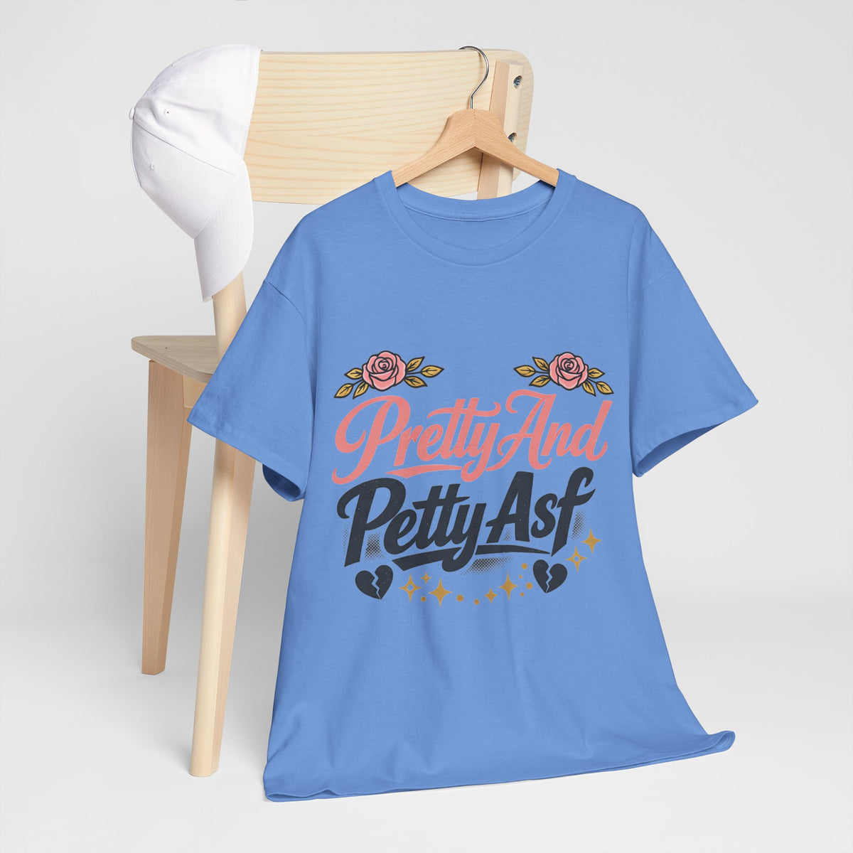 Pretty And Petty Asf Tee — Floral Retro Slogan T‑Shirt