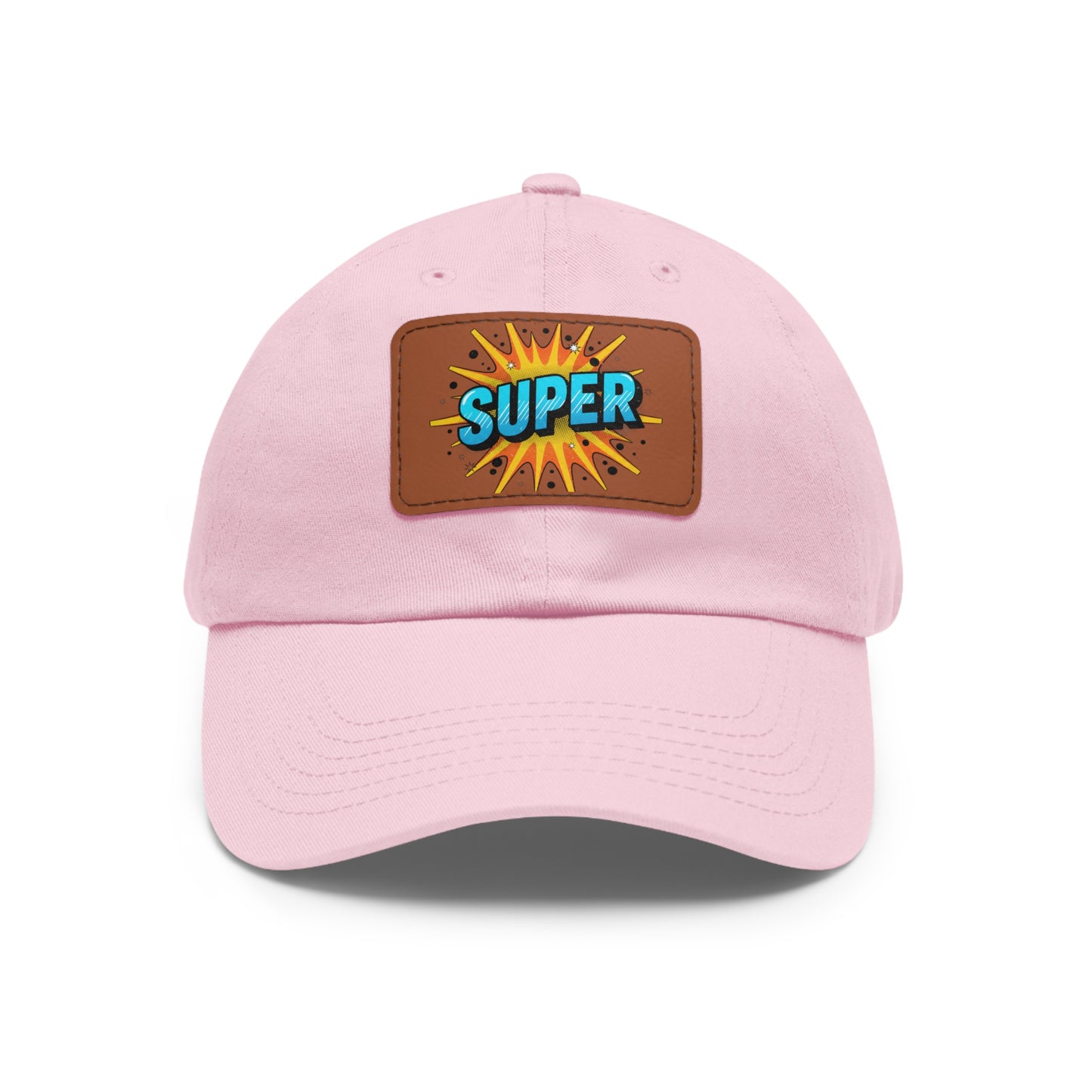 Super Dad Leather Patch Dad Hat — Embroidered 'SUPER' Cap