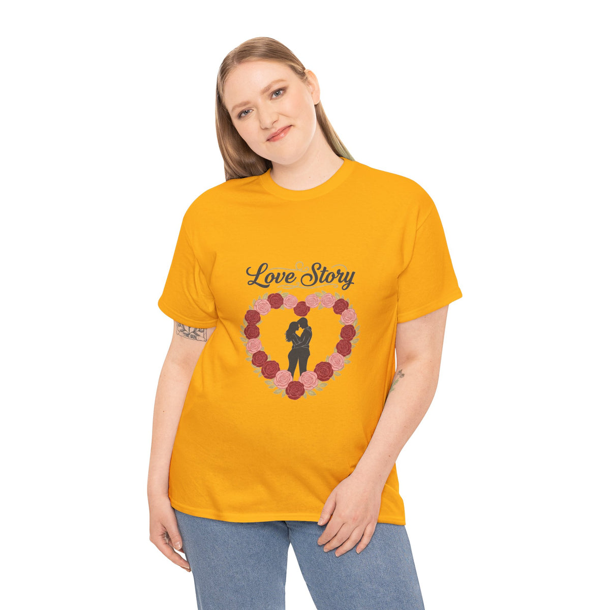 Love Story T-Shirt — 'Love Story' Floral Heart Romance Tee