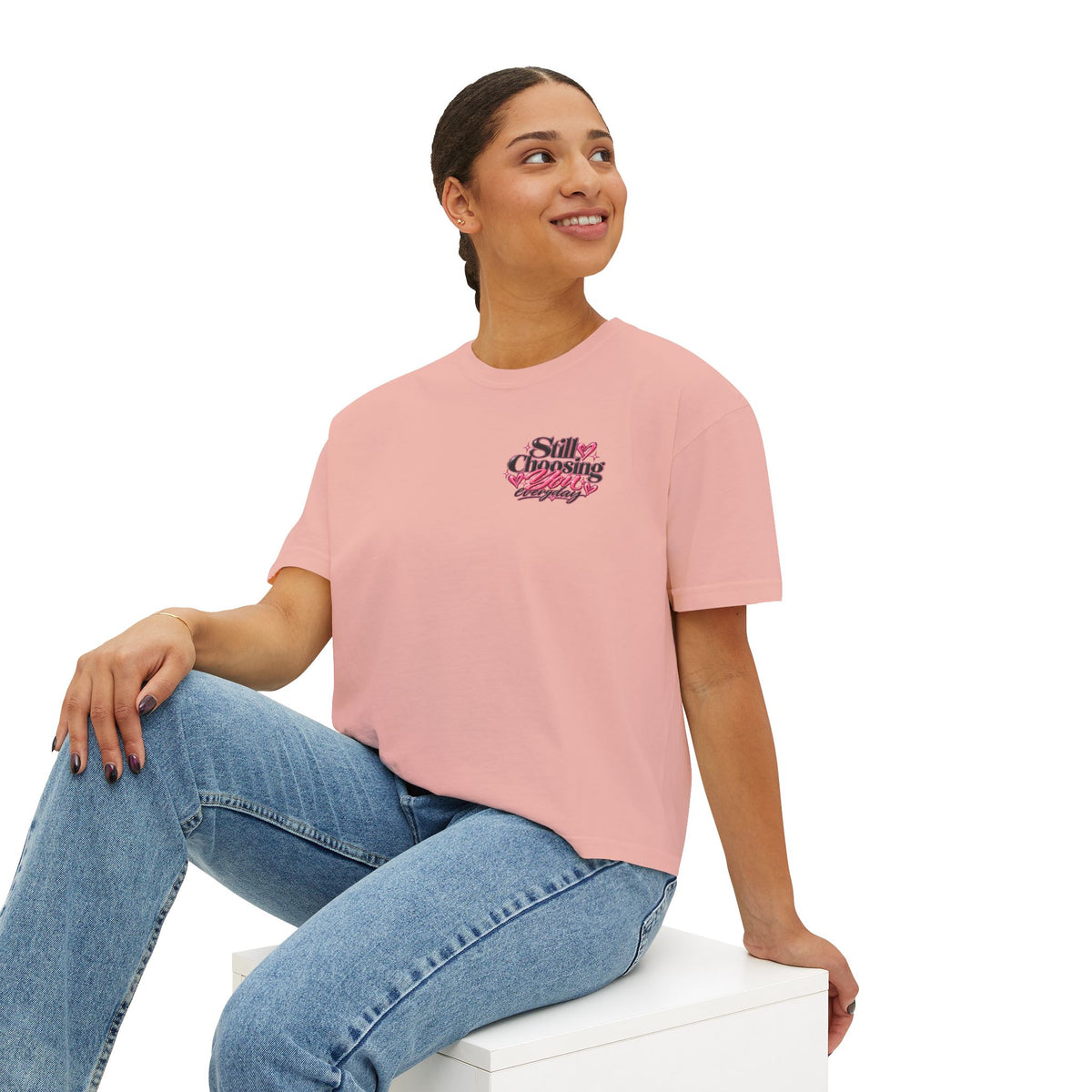 "Still Choosing You" Women's Boxy Tee – Positive Graphic Crop T-Shirt