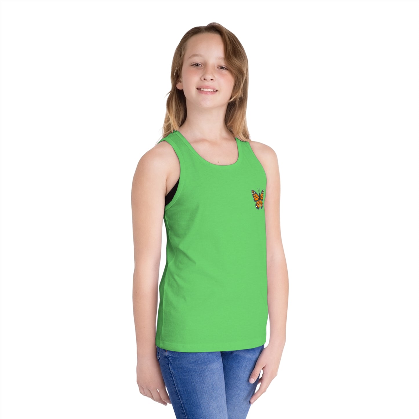 Butterfly Print Kid's Jersey Tank Top, Summer Fun Shirt, Birthday Gift, Butterfly Lover Gift, Outdoor Playwear