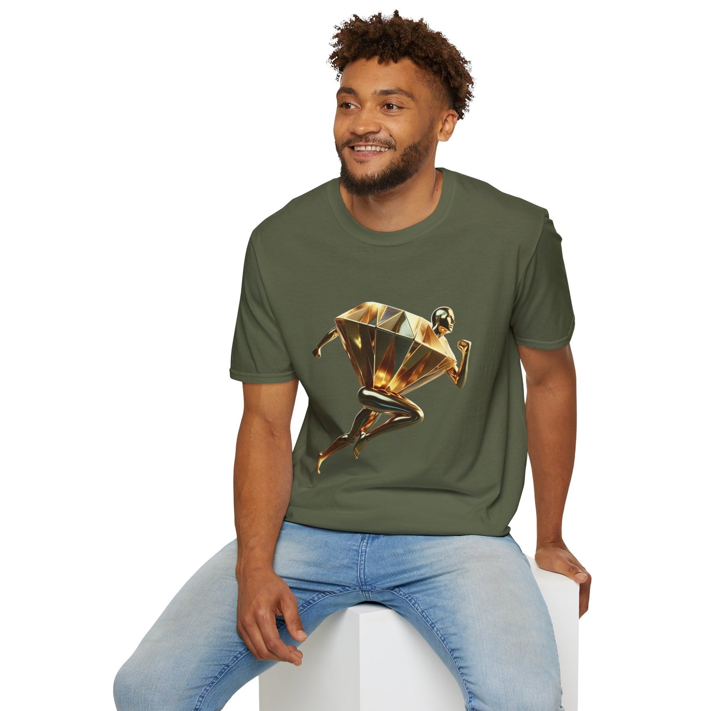 Diamond Runner Unisex Softstyle T-Shirt | Trendy Graphic Tee | Gift for Athletes, Birthday, Fitness Enthusiasts, Casual Wear, Art Lovers