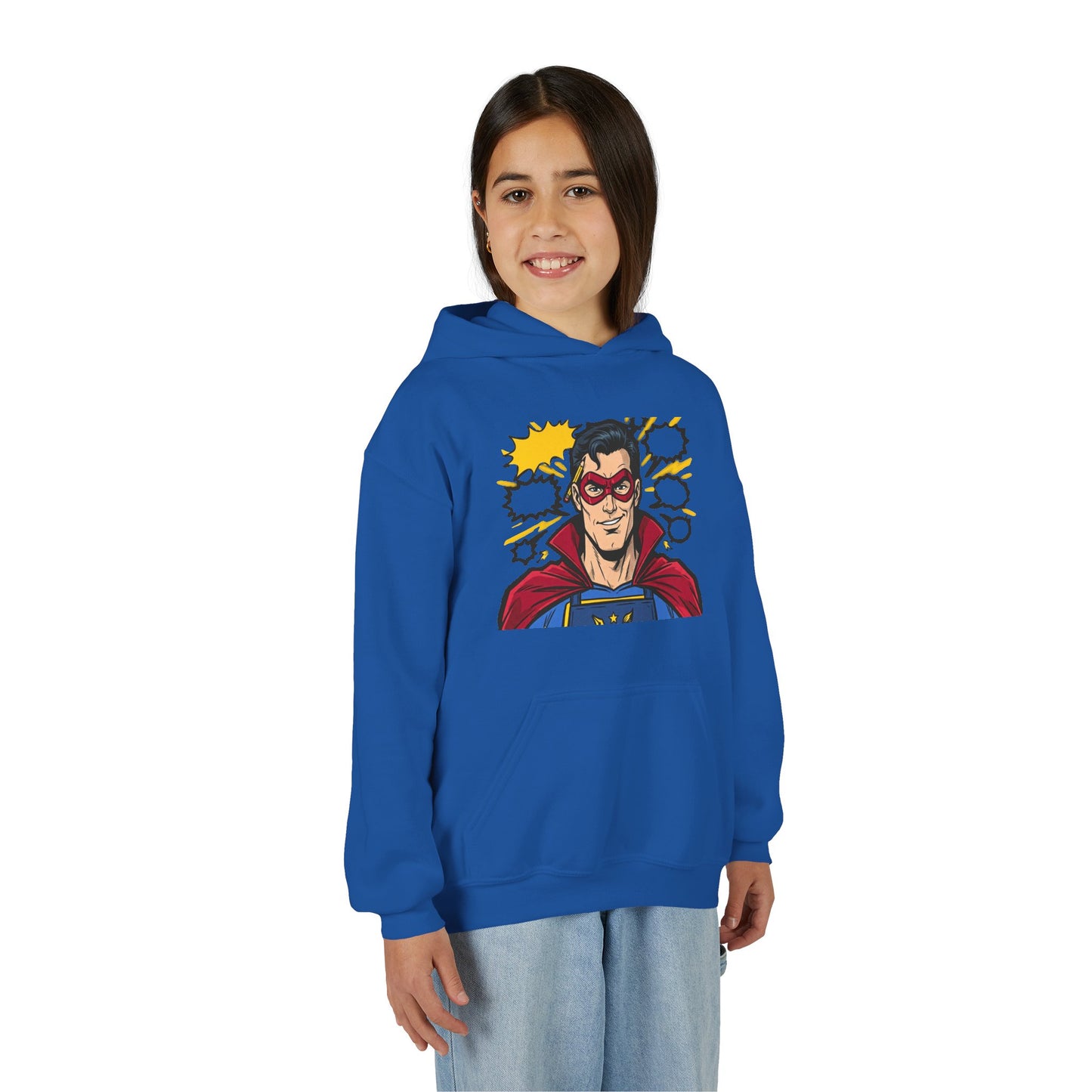 Comic Book Man Youth Hoodie — Graphic Superhero Pullover