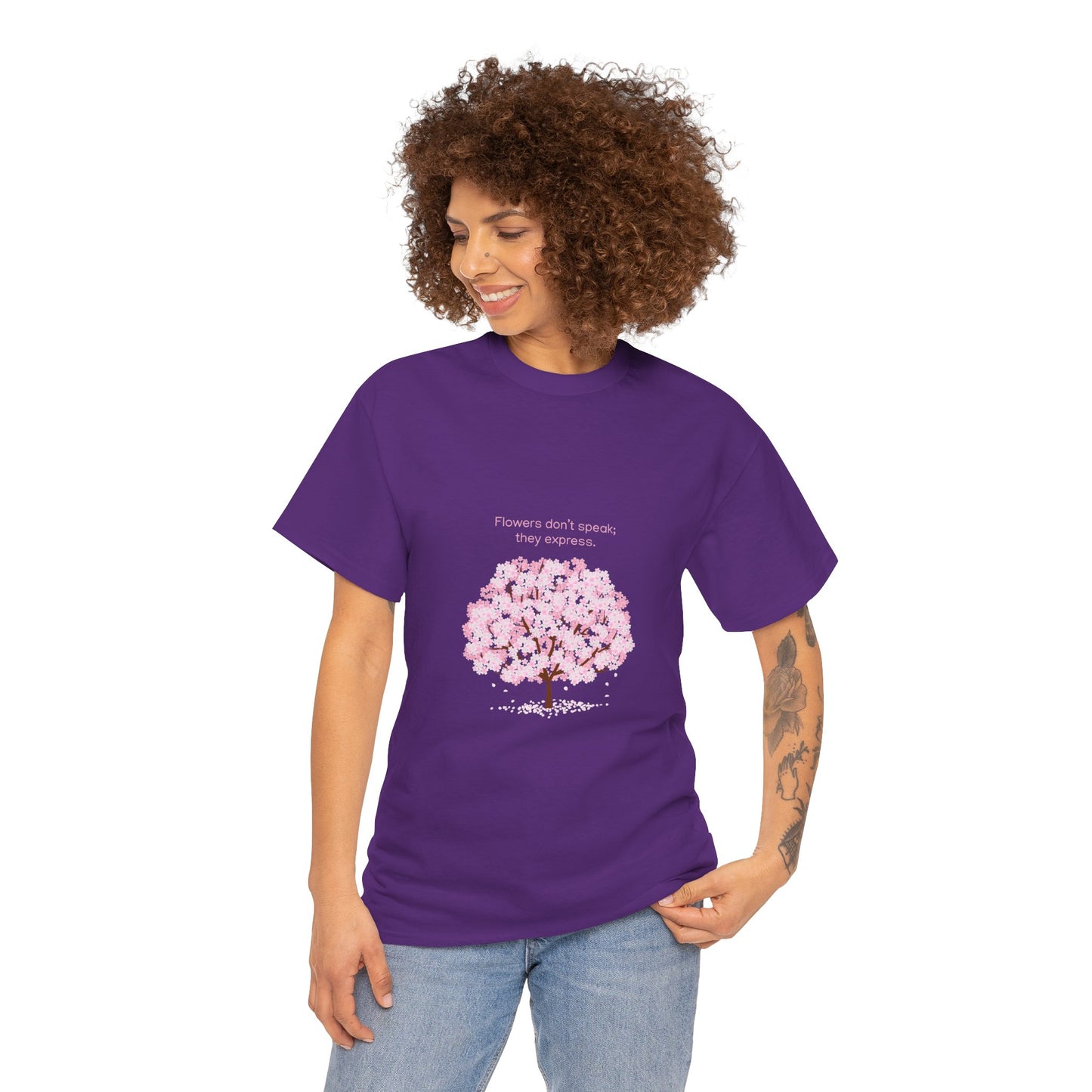 Cherry Blossom Tree T-Shirt — "Flowers don't speak, they express