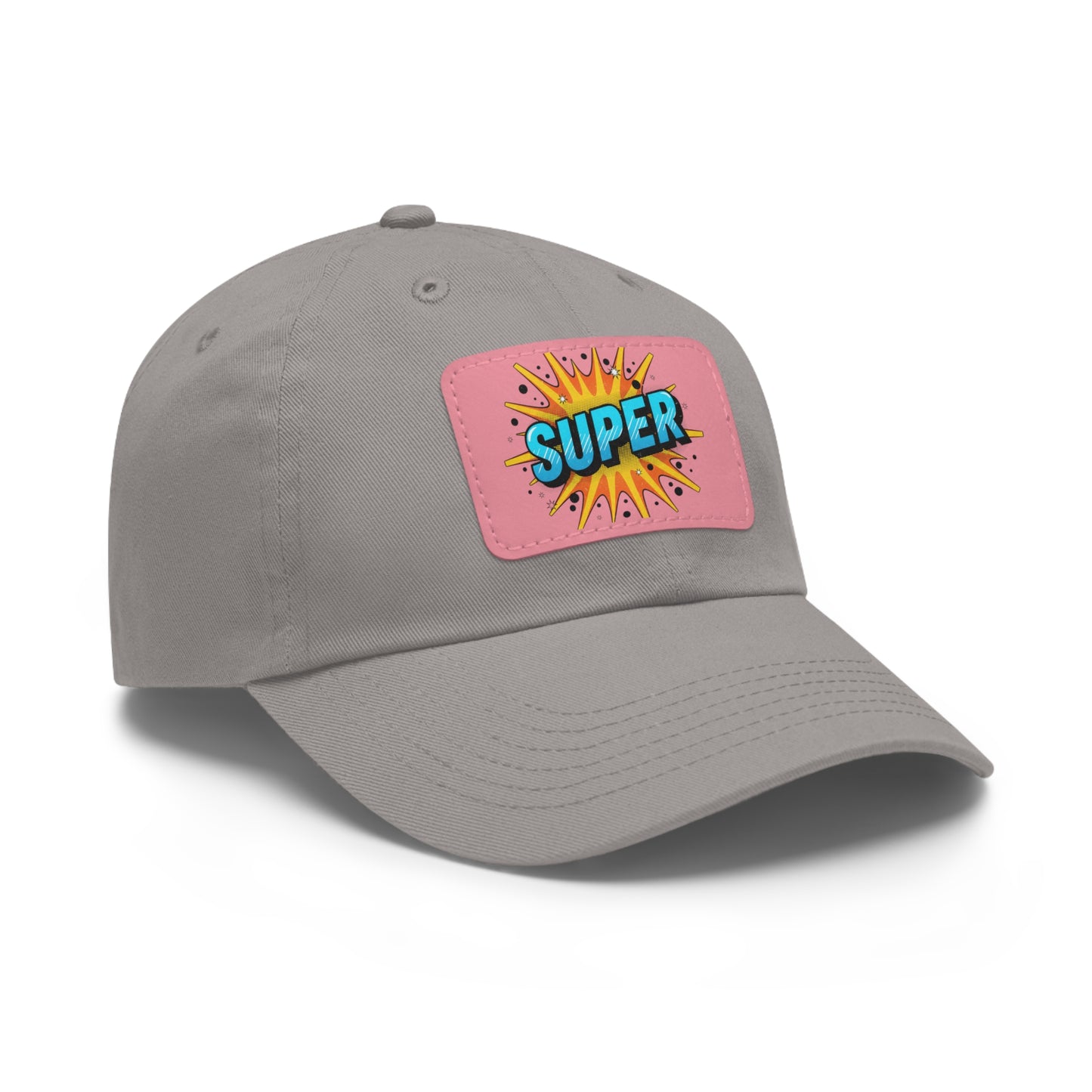 Super Dad Leather Patch Dad Hat — Embroidered 'SUPER' Cap