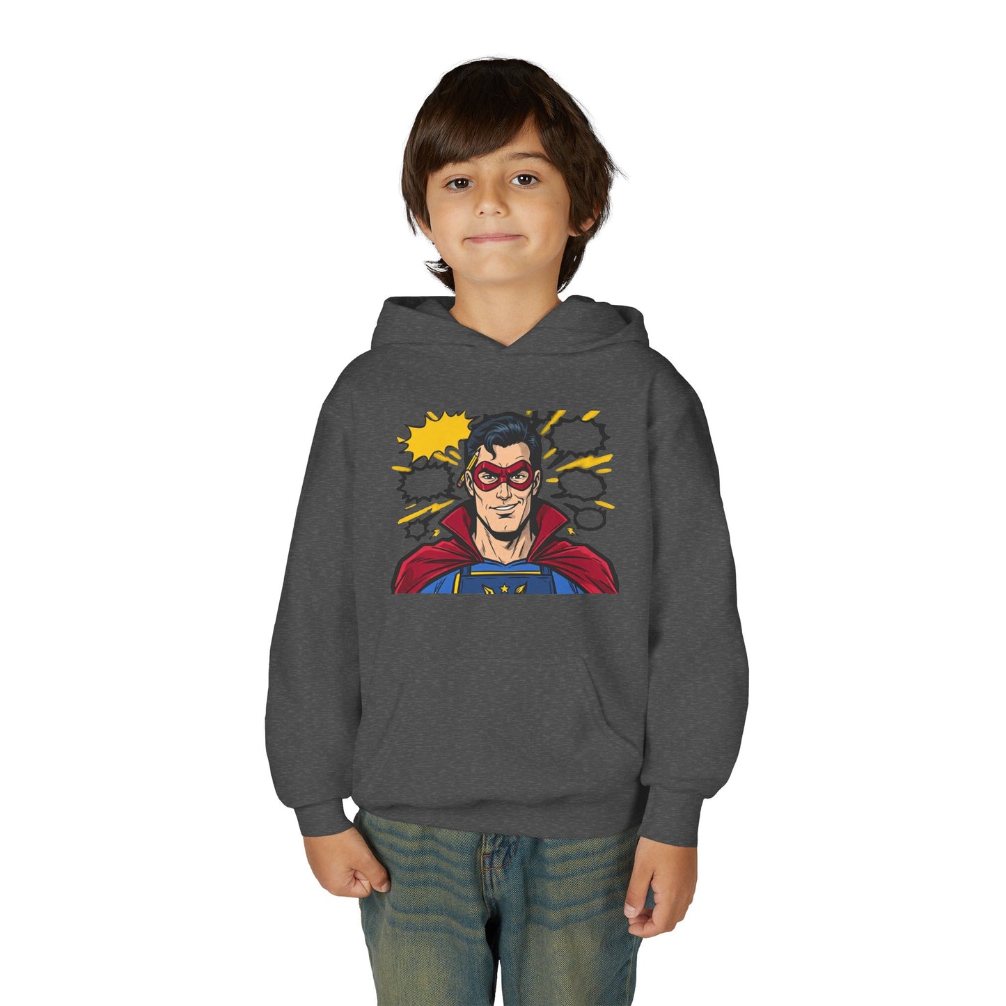 Comic Book Man Youth Hoodie — Graphic Superhero Pullover