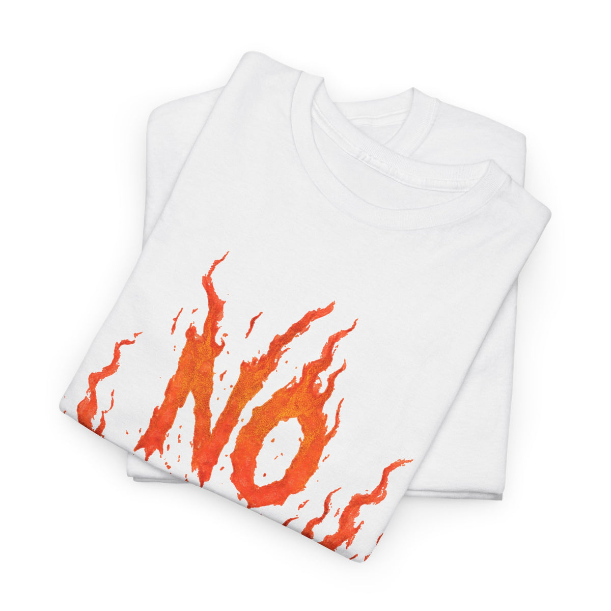 Graphic Tee — 'No Regrets' / 'Proof of Survival' Flame Text Shirt
