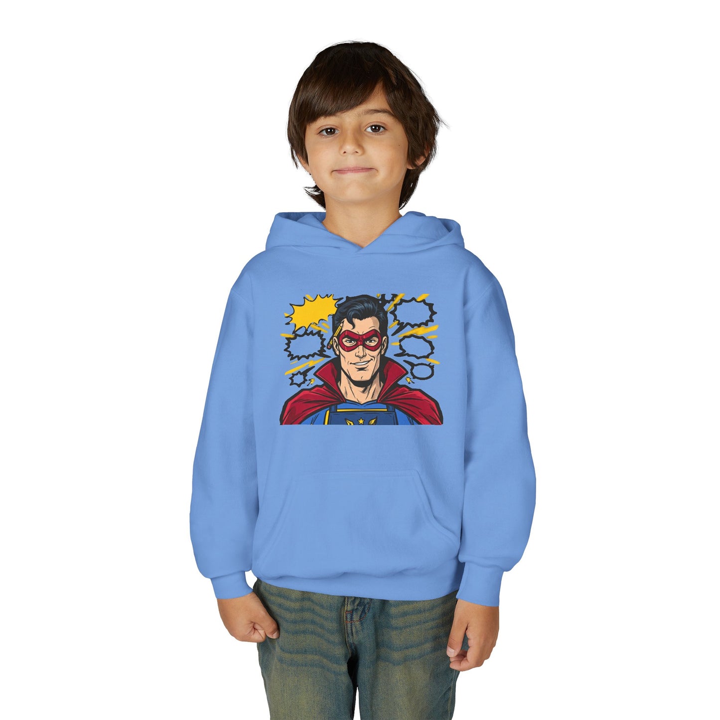 Comic Book Man Youth Hoodie — Graphic Superhero Pullover