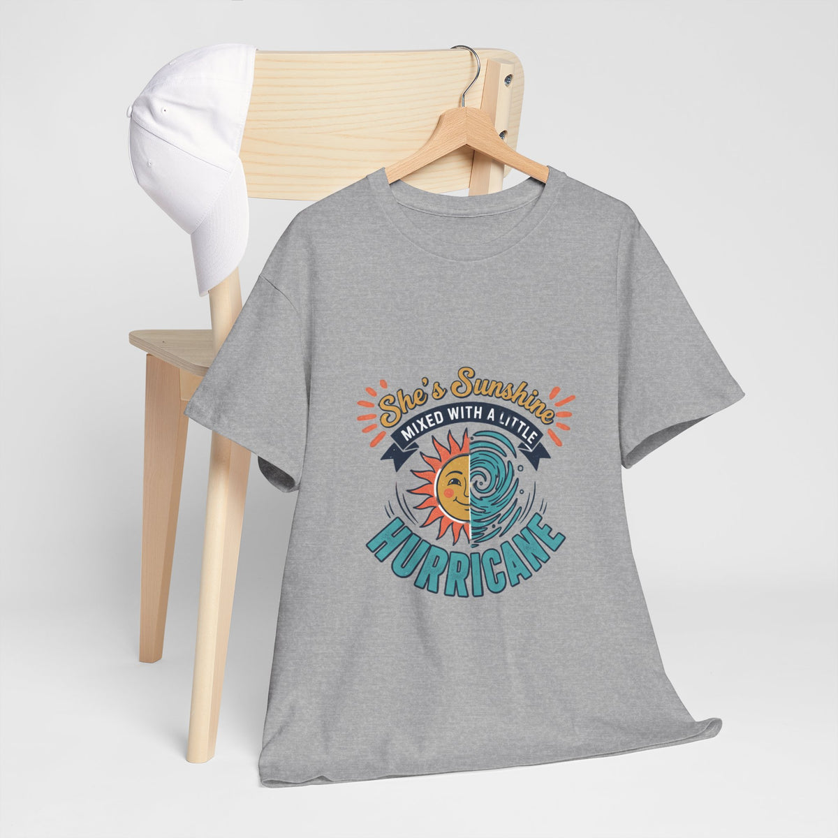 Sun & Sea Hurricane Graphic Tee – Retro Split Sun Wave Design