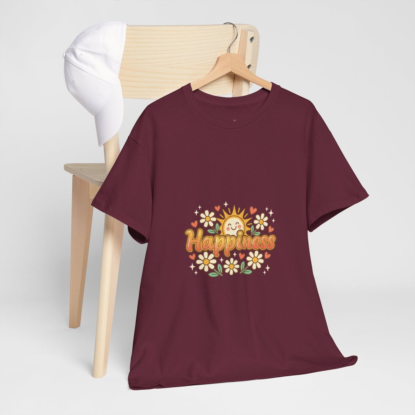 T-Shirt — "Happiness" Retro Sunflower Graphic Tee